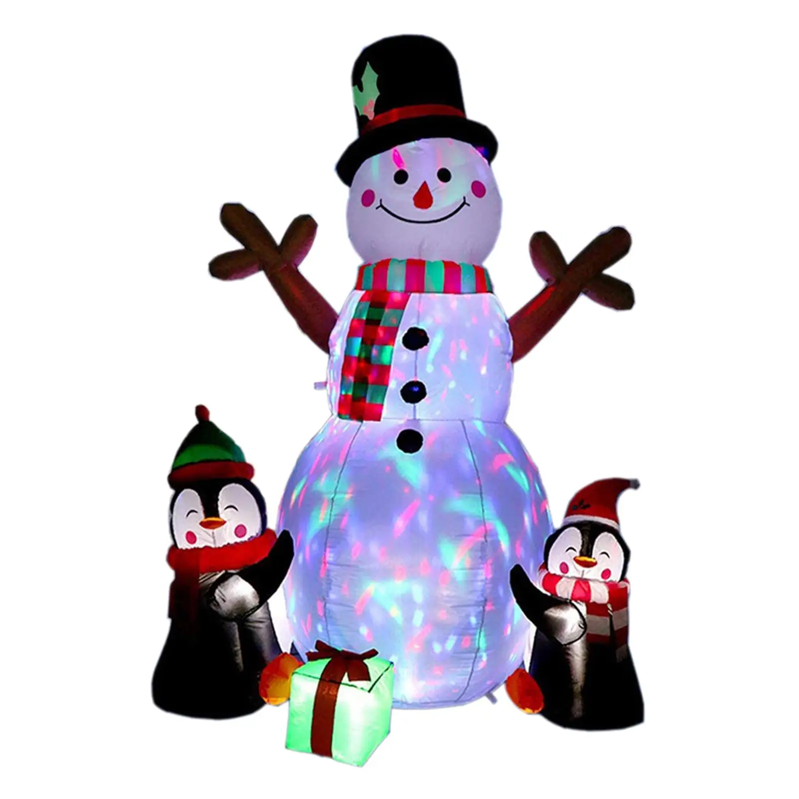 1.8 Meters Inflatable Snowman with Rotating Light Ornament Model for Party Yard Festival Backyard Decoration