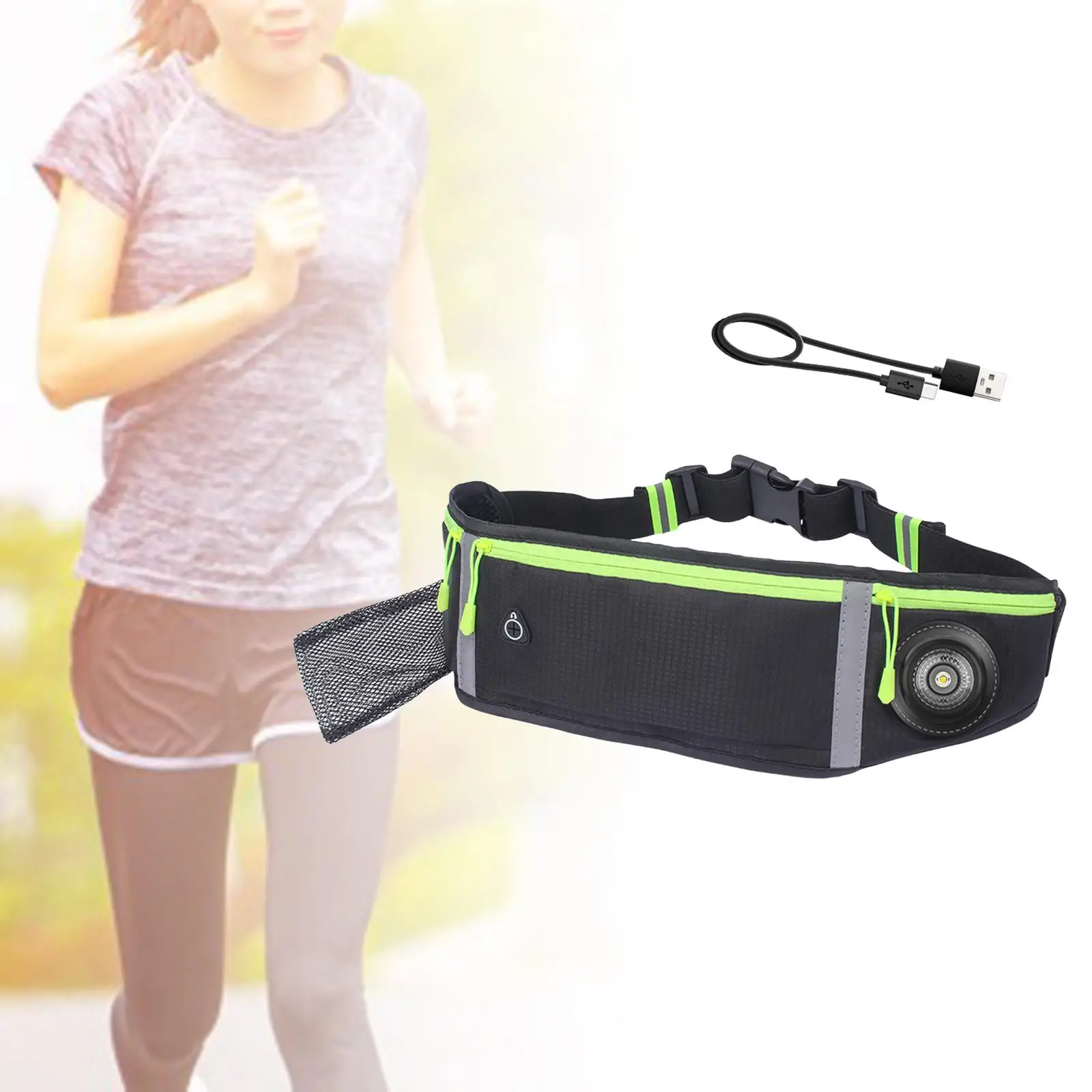 Casual Waist Belts Pouch LED Lights USB Charging for Running Exercise Hiking