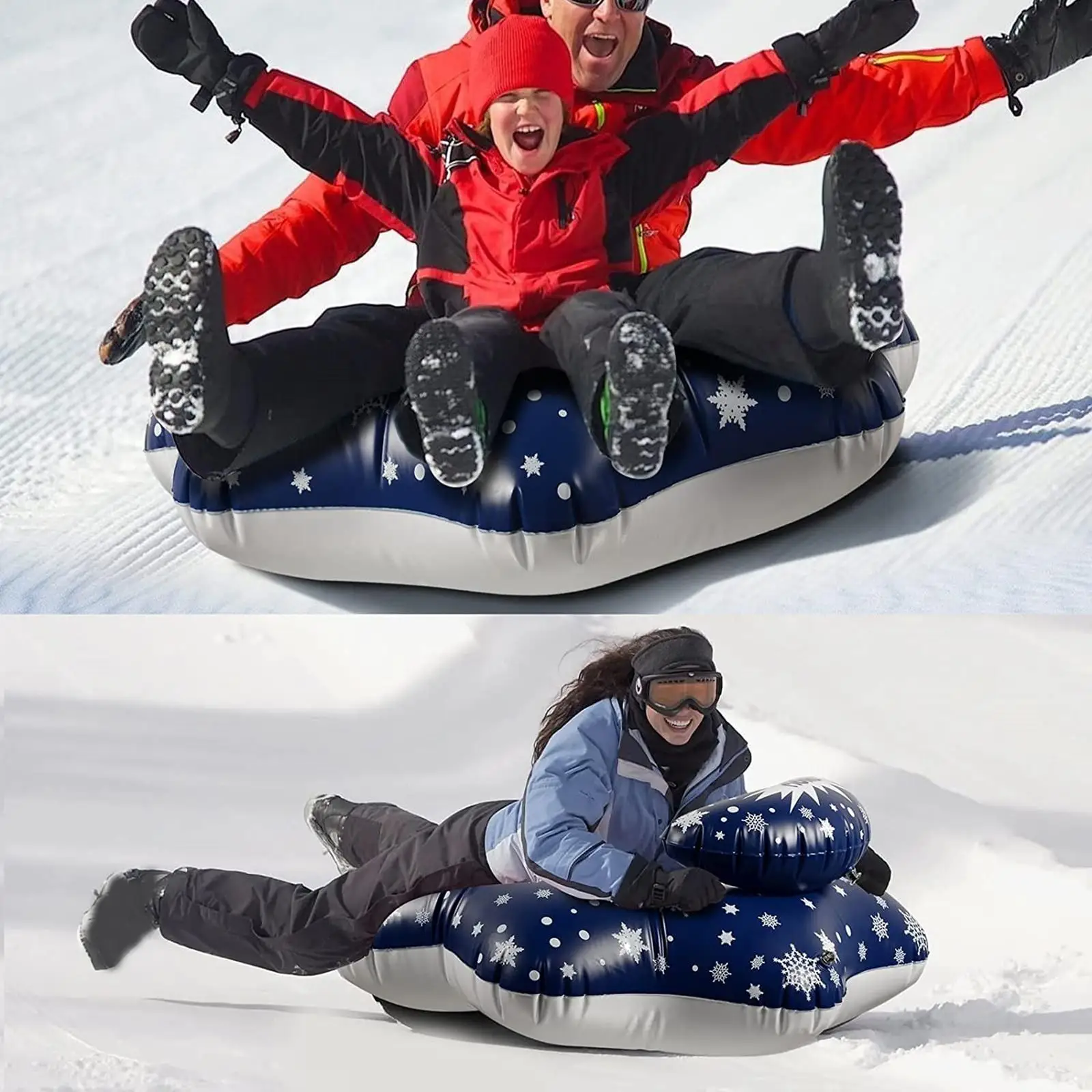 Winter Snow Tube Heavy Duty Inflatable Sled for Kids and Adults