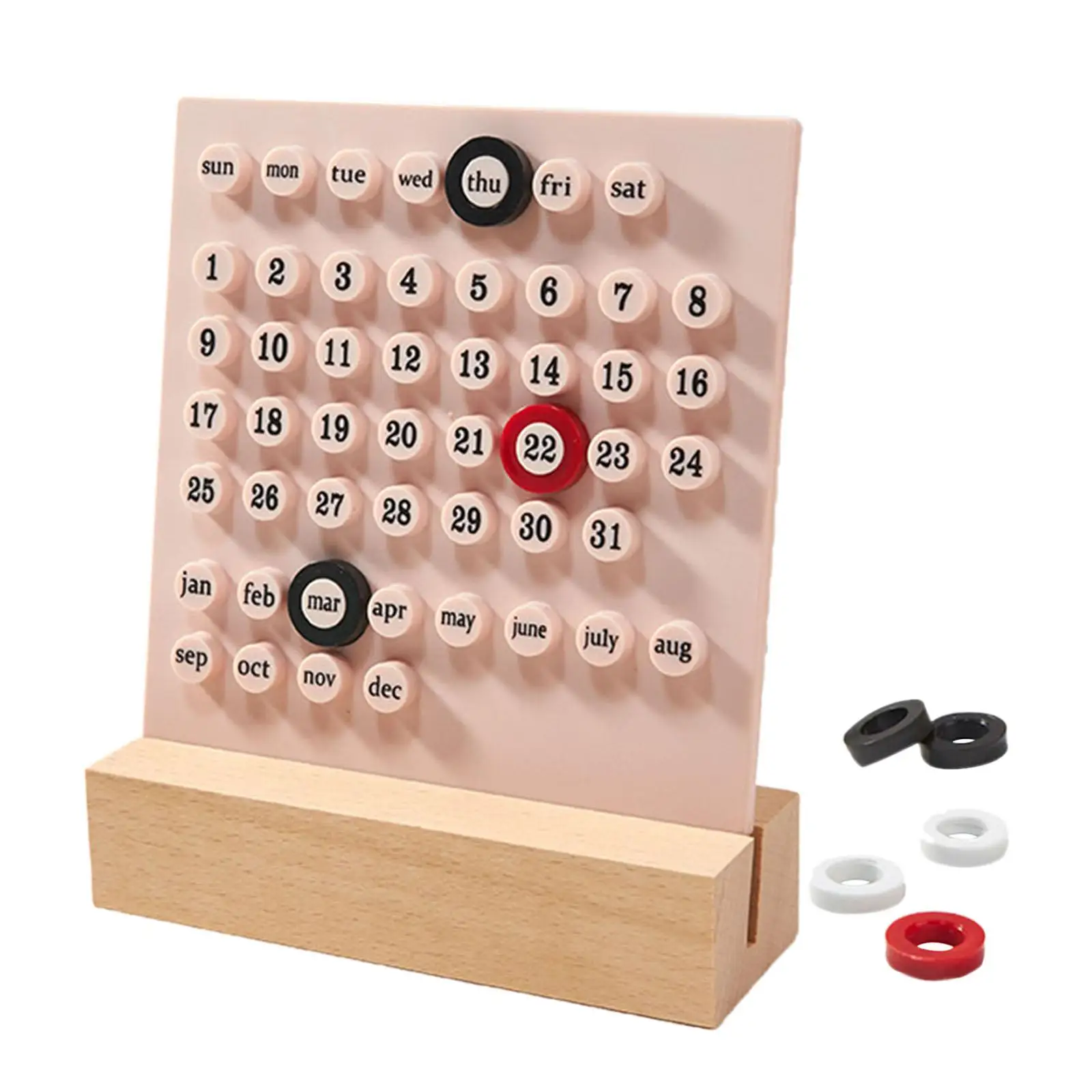Wooden Learning Calendar Toys Educational Toy Month Date DIY Accessories Perpetual Calendar for Indoor Home Office Desktop