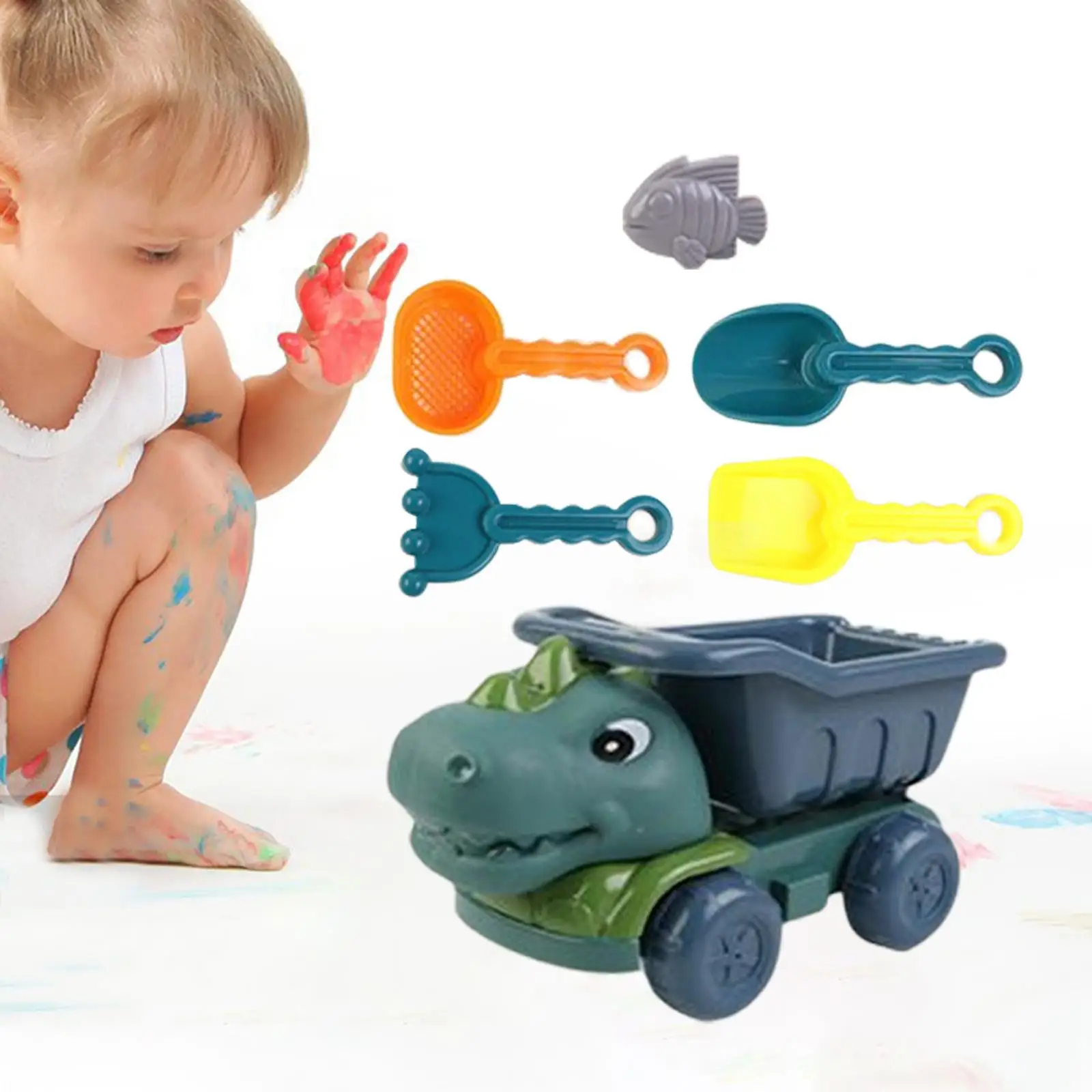 Kids Dinosaur Truck Sand Beach Toy Play Vehicle for Outdoor Activity Kids Children Age 2-6 Baby Toddler