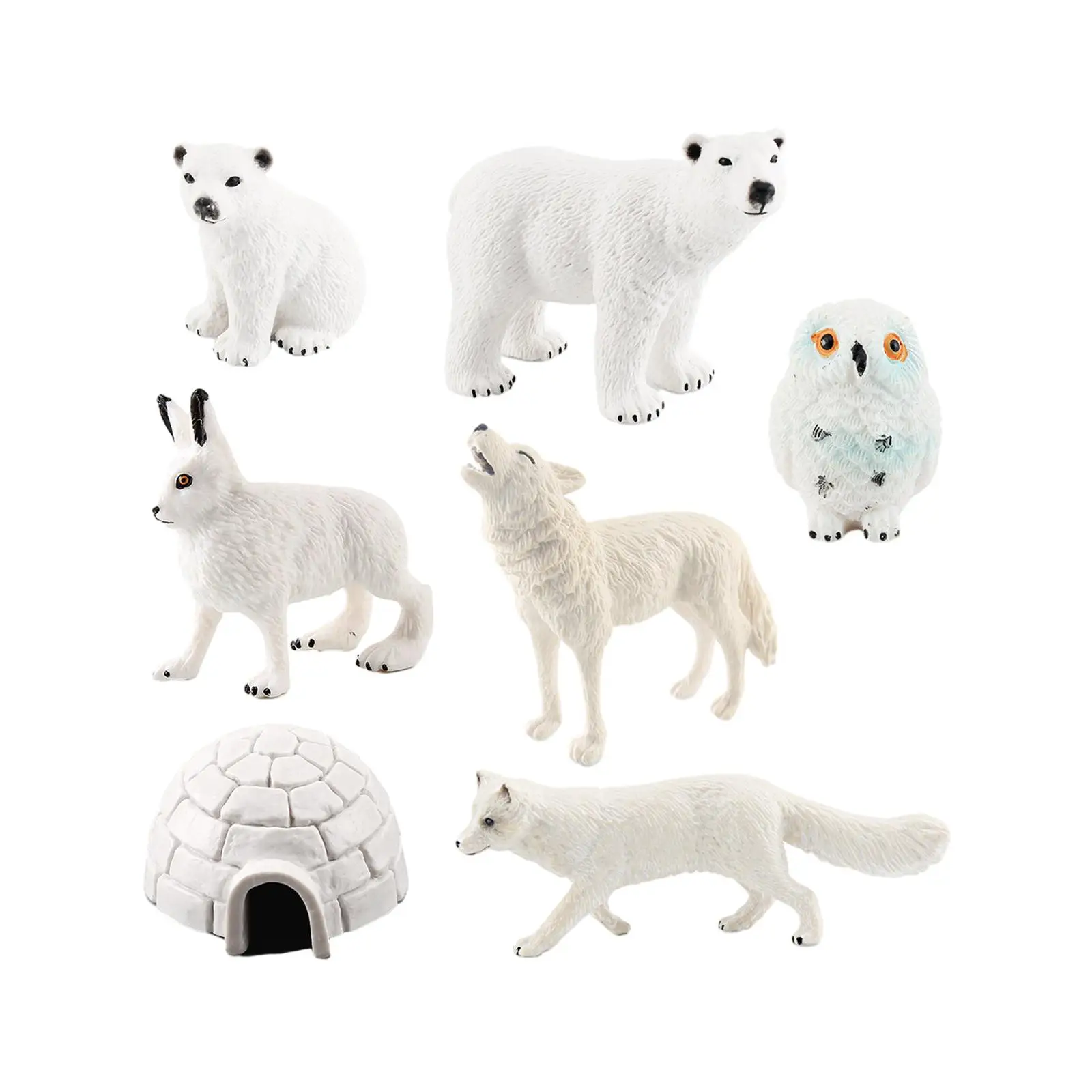 7x Arctic Animal Model Crafts for Birthday Gift Cake Topper Theme Party