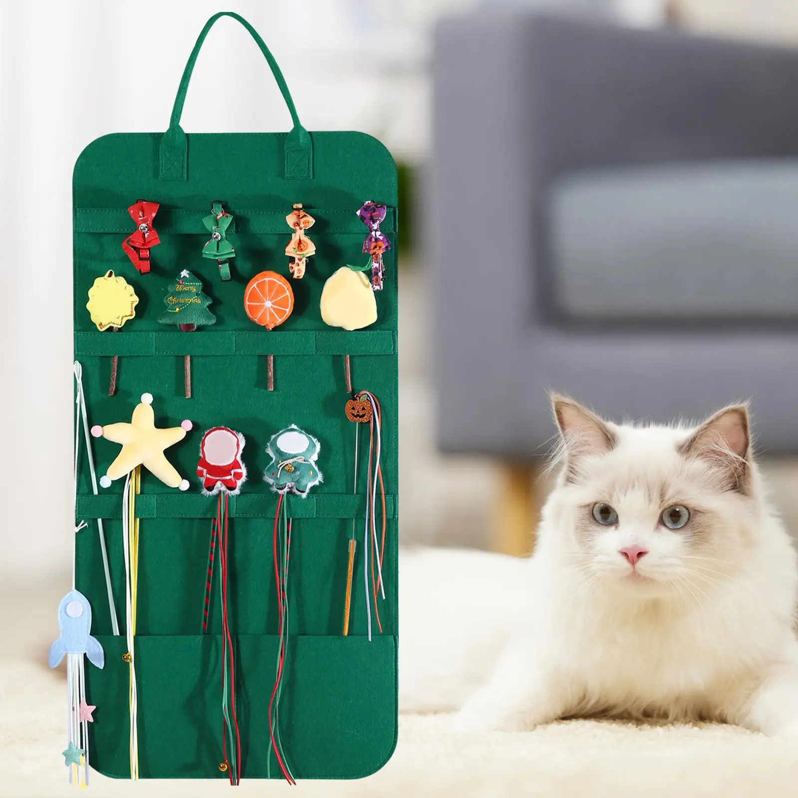 Cat Teaser Toy Storage Bag Foldable Organizer Pet Toy Cat Teaser Teaser Holder