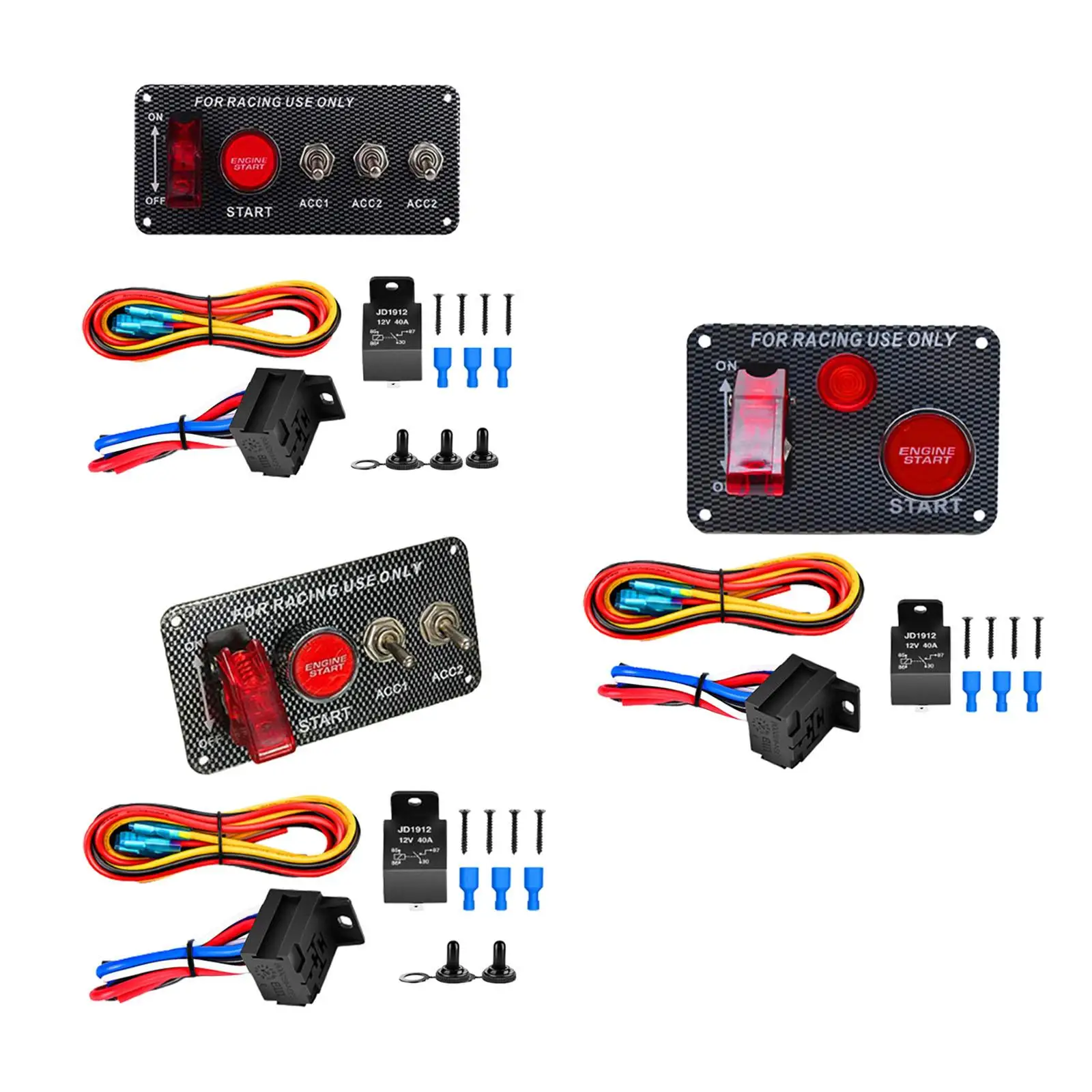 12V Ignition Switch Panel Durable Engine Start Push Button Set for 12V Racing Vehicle Yachts Caravans Outboard Engine Boats