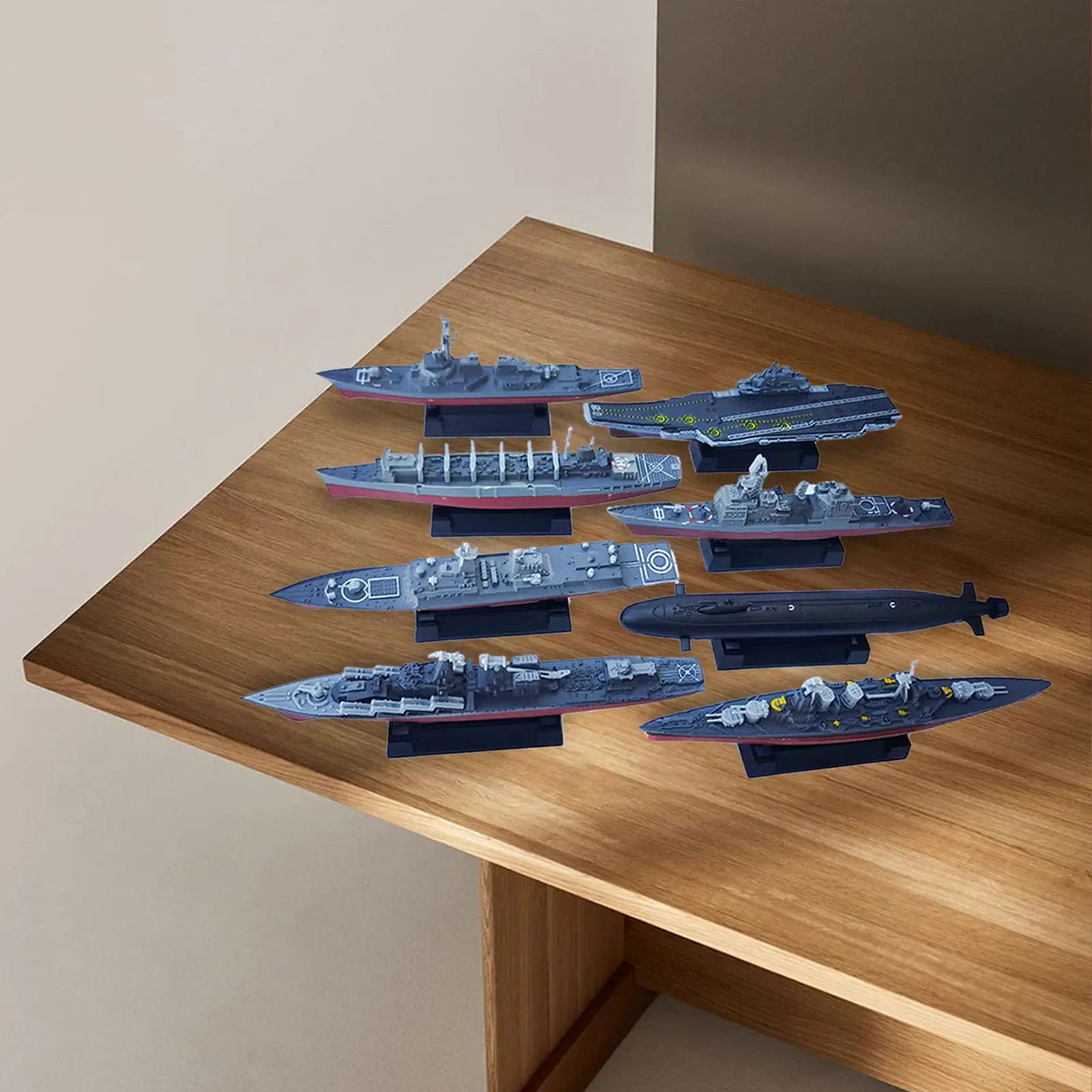 8Pcs Plastic Model Warships Ship Kits Modern Educational Toys Aircraft Model Navy Ship for Boys Girls Kids Adults Gifts