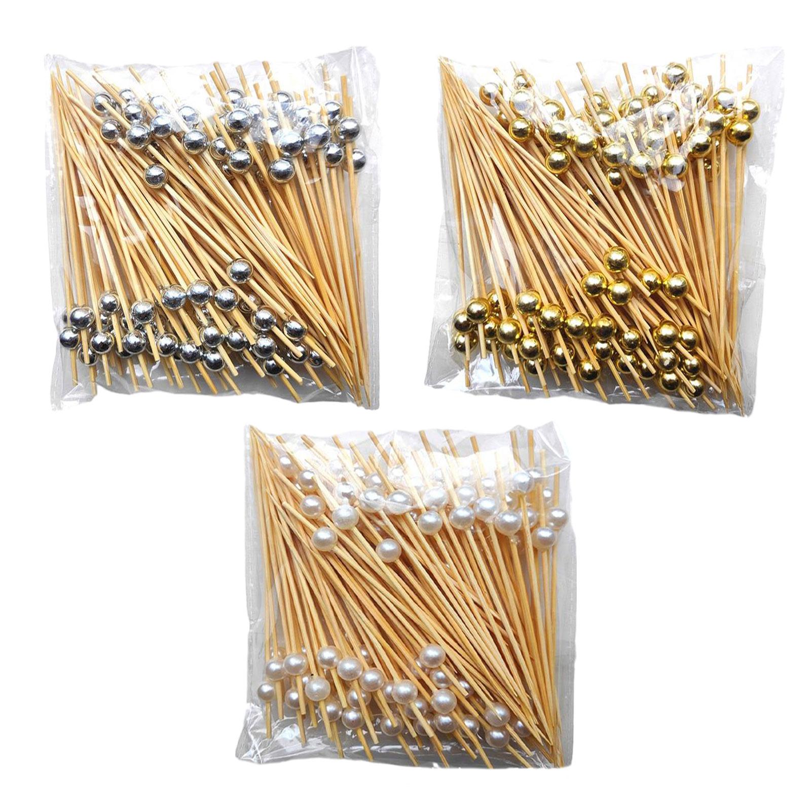 300Pcs Food Fruit Forks Snack Pearl Cocktail Sticks Fruit Kabobs for Sandwich Wedding Appetizer Pastry Birthday Themed Party