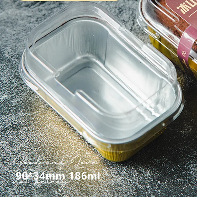 50pcs Creative aluminum foil food container cup cheese dessert cups square  gold baking packaging cake box tiramisu cup with lid - AliExpress