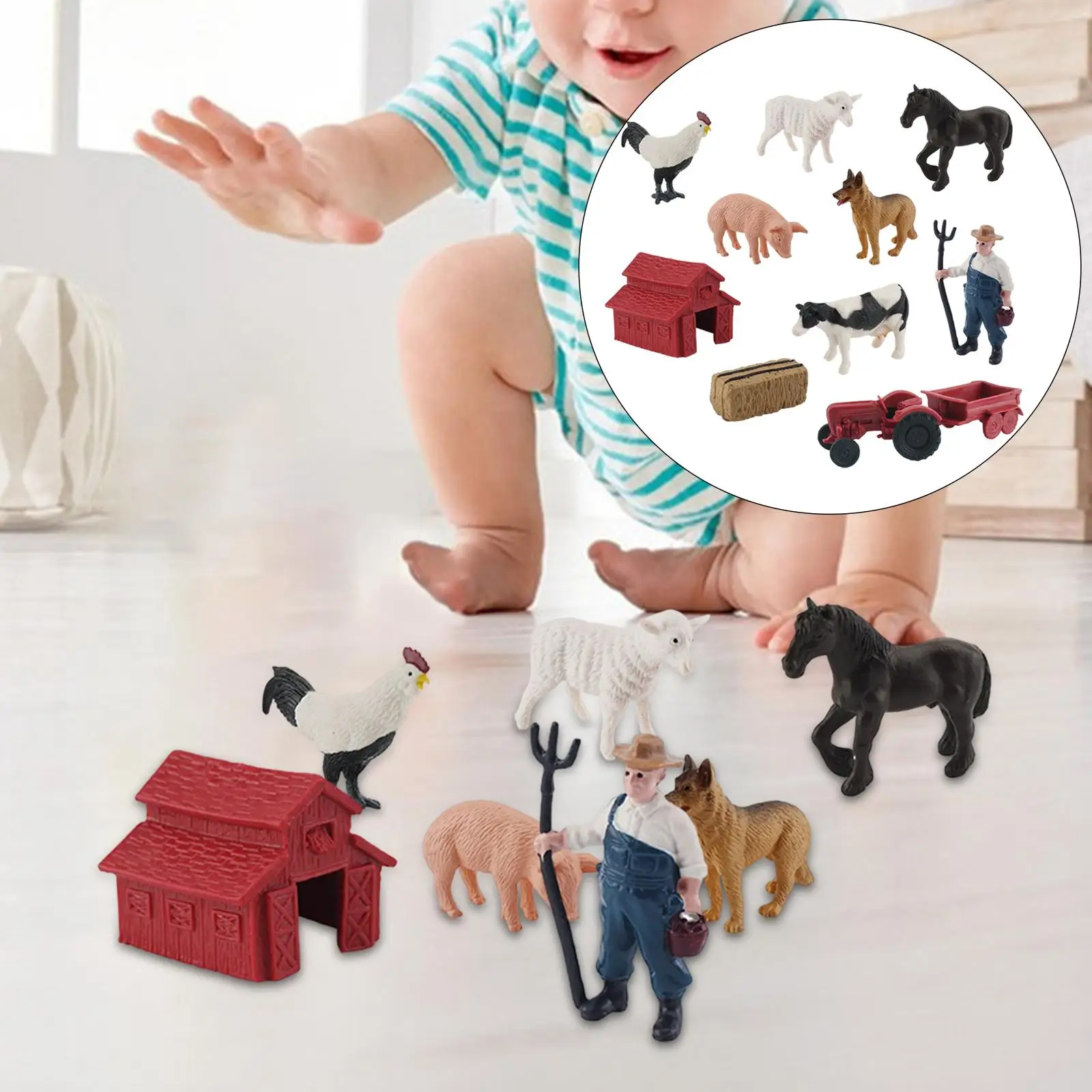 Lifelike Farm Animals Toys Farm Figurines Playset Small Poultry Toy Learning Educational Toys for Children Toddlers Boys Girls