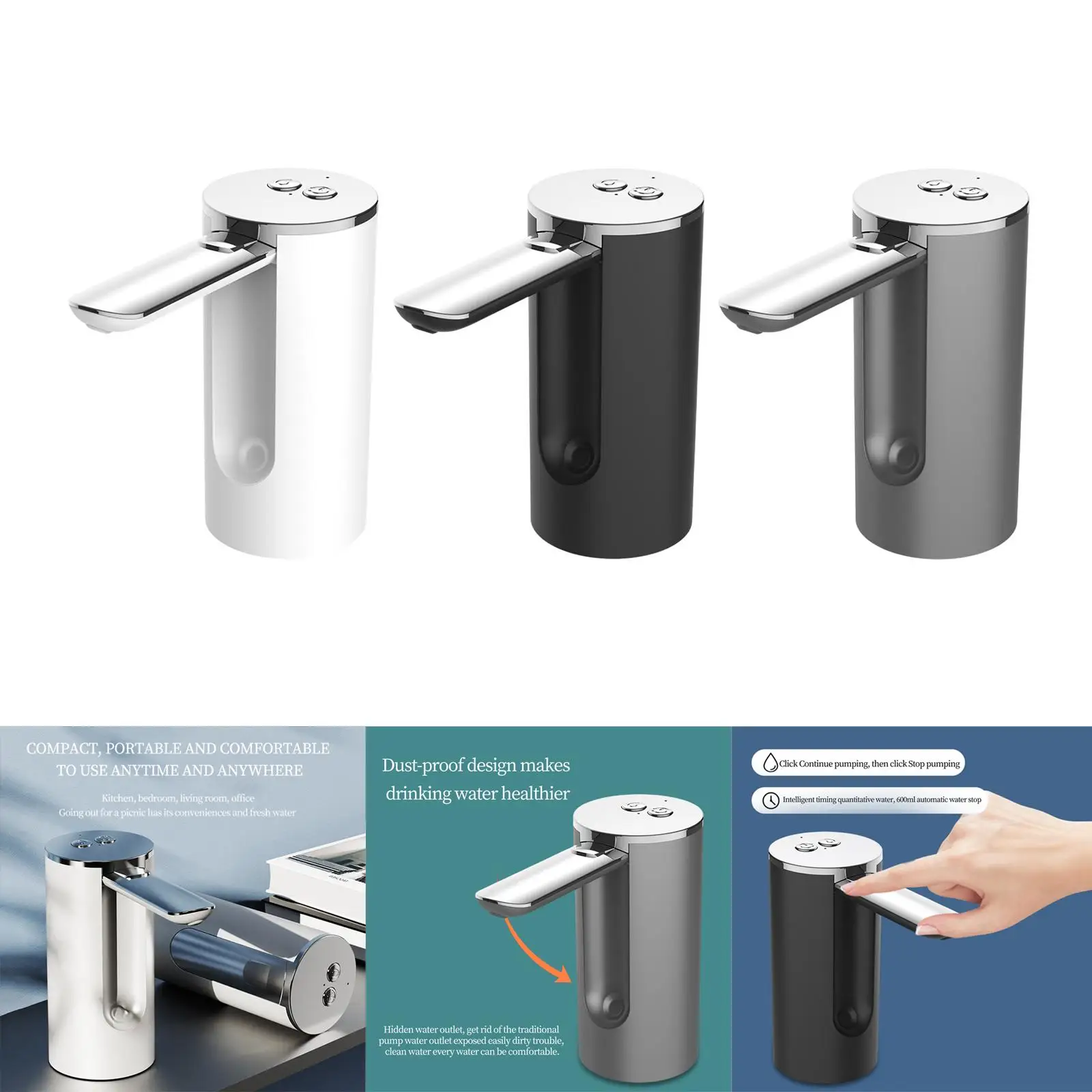 Portable Electric Water Bottle Dispenser Quantitative Pumping USB Charging Water Jug Pump Drinking Water Pump for Office