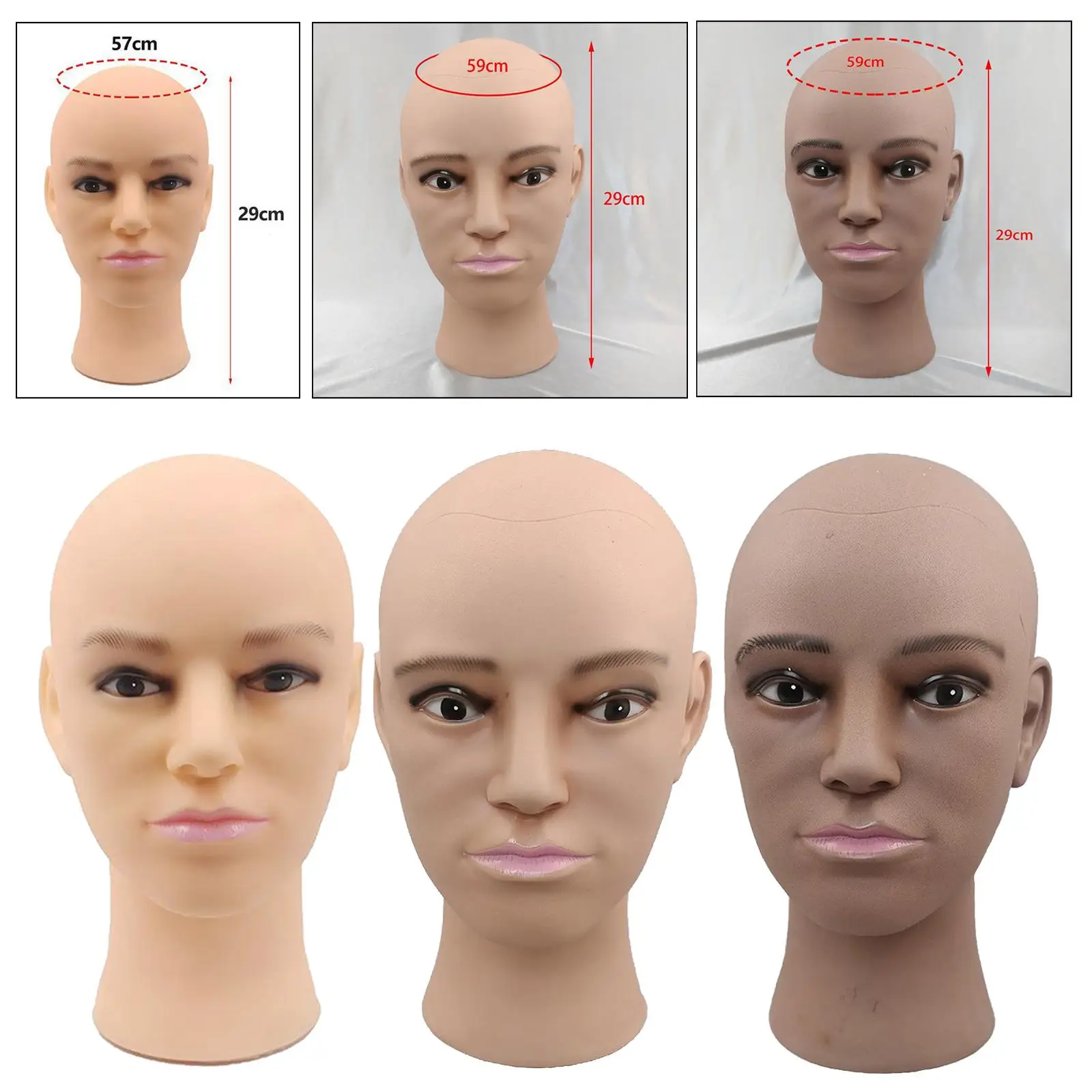 Bald Male  Head Cosmetology Manikin Model Doll Head for Making,Displays,eyeglasses  