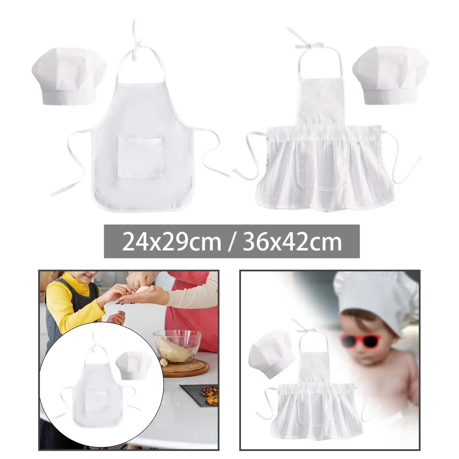2pcs/set Baby Chef Apron Hat for Kids Costumes Chef Baby Costume Newborn Photography Prop Newborn Hat Apron