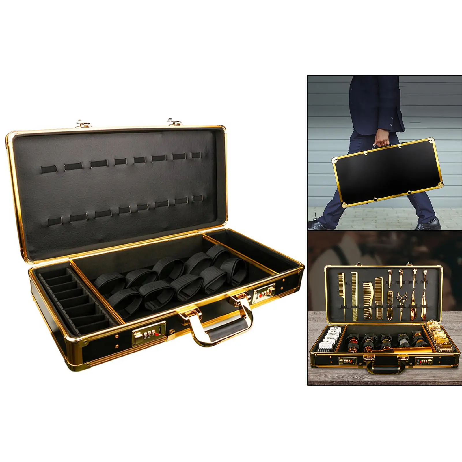 Retro Barber Carrying Case Large Capacity Portable for Salon Barber Stylists
