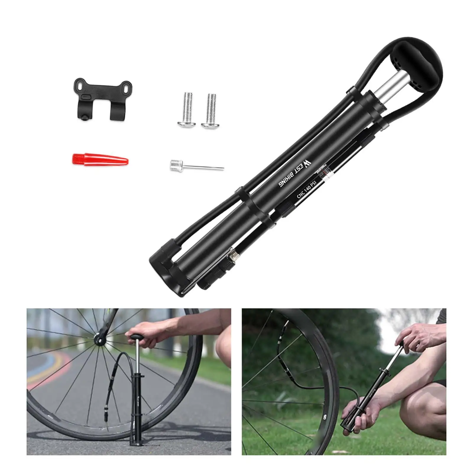 Mini  Pump Cycling Tools Cycling Pump 140PSI Tire Inflator High Pressure with Pressure  for Mountain Bikes Road BMX Bikes