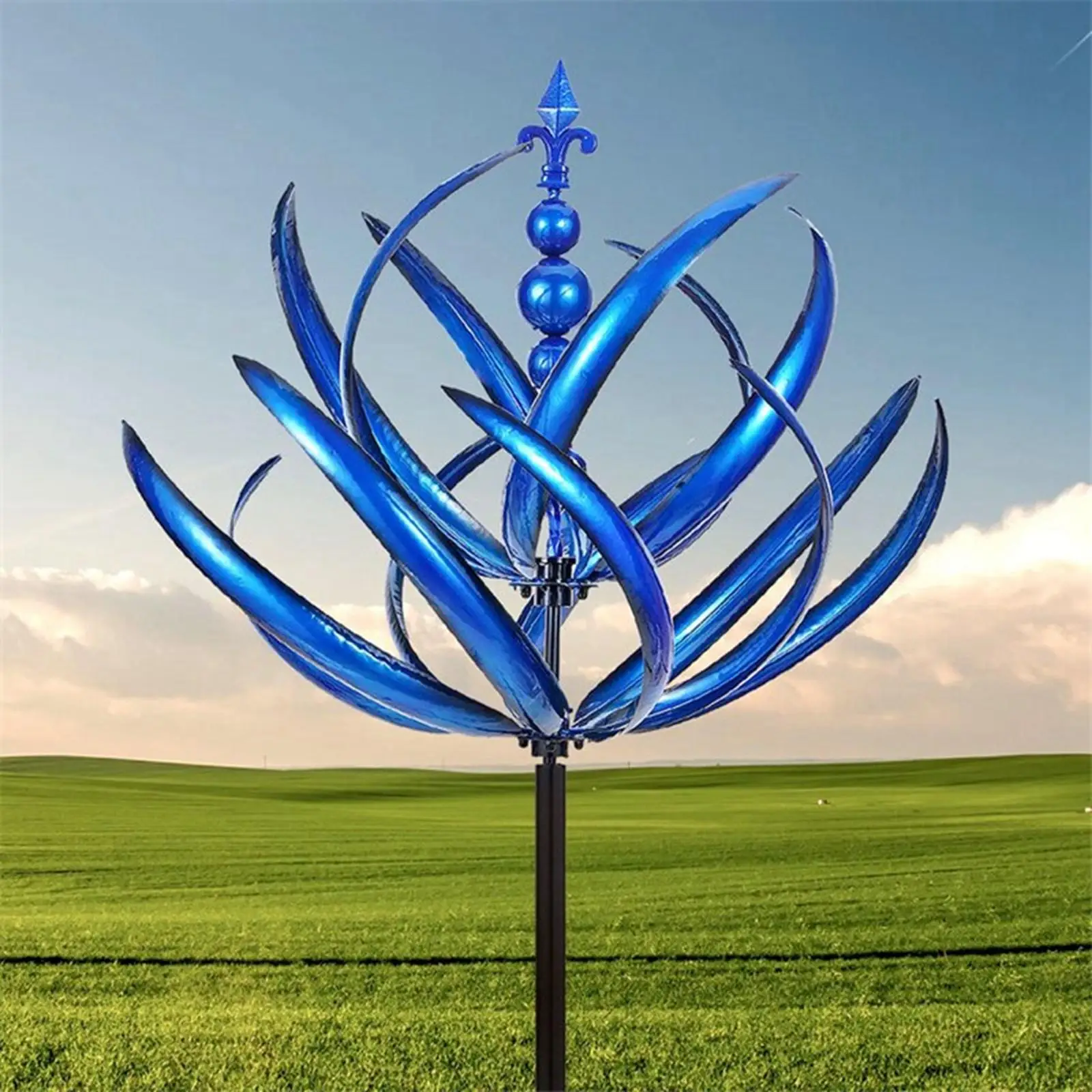 Wind Spinner Decor Pinwheel Landscape with Metal Garden Stake Wind Mill Wind Sculpture for Terrace Garden Patio Courtyard Yard