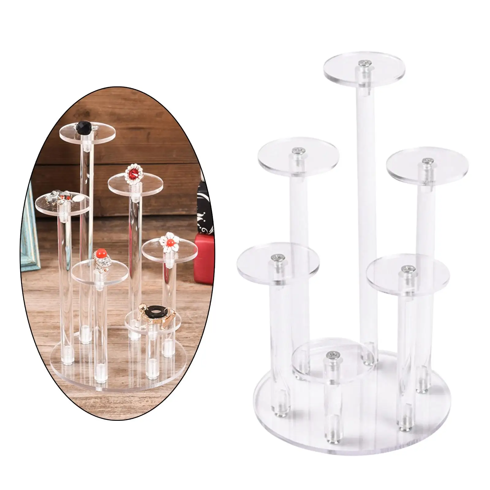 Multi Layer Pendant Display rack Display Towers Shelf Organizer Acrylic Transparent Jewelry Ring Display Stand for Baby Shower