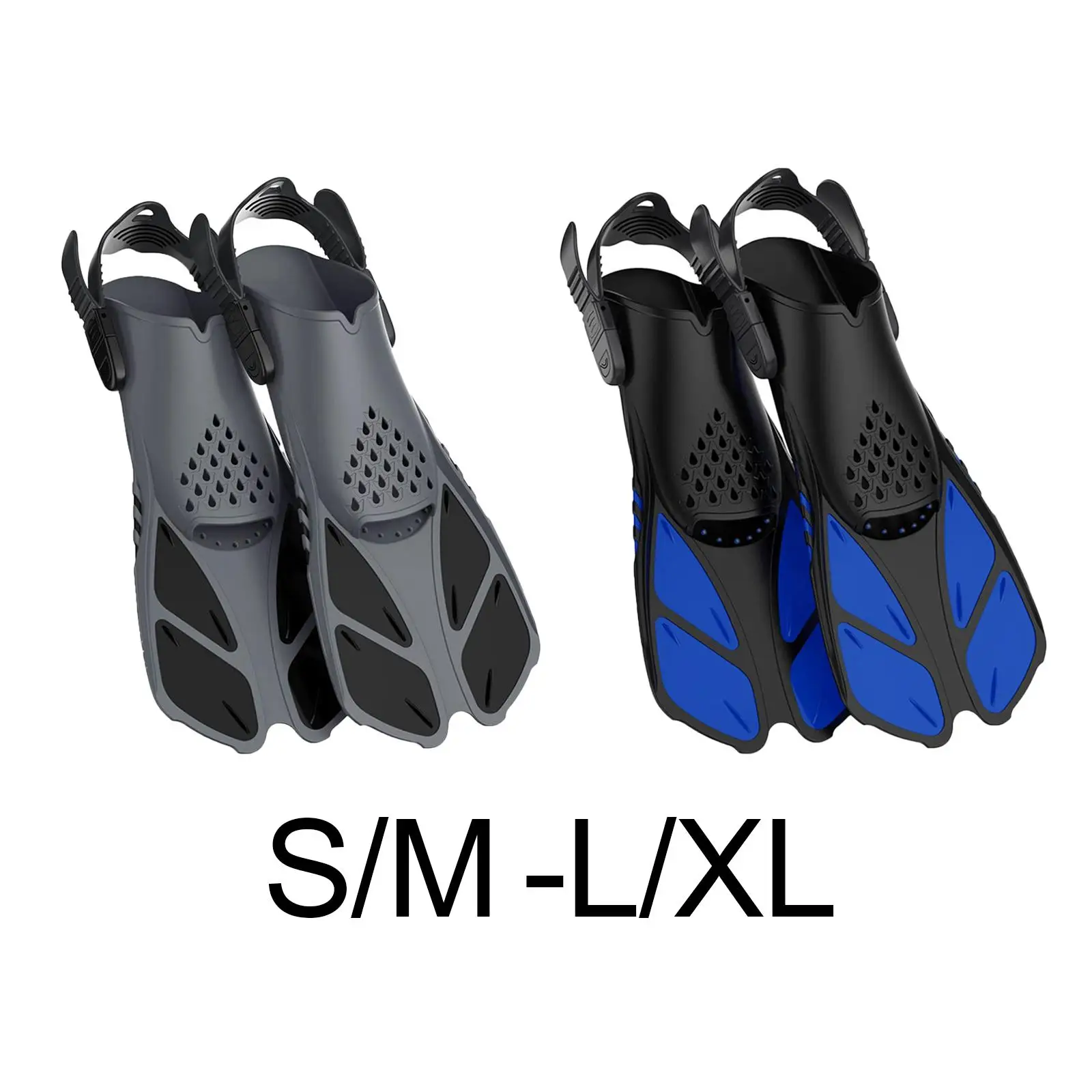 2x Flexible Swimming Flippers Swim Open Heel Professional Feet Shoe for Water Sports Snorkeling Adults Women Men Beginners
