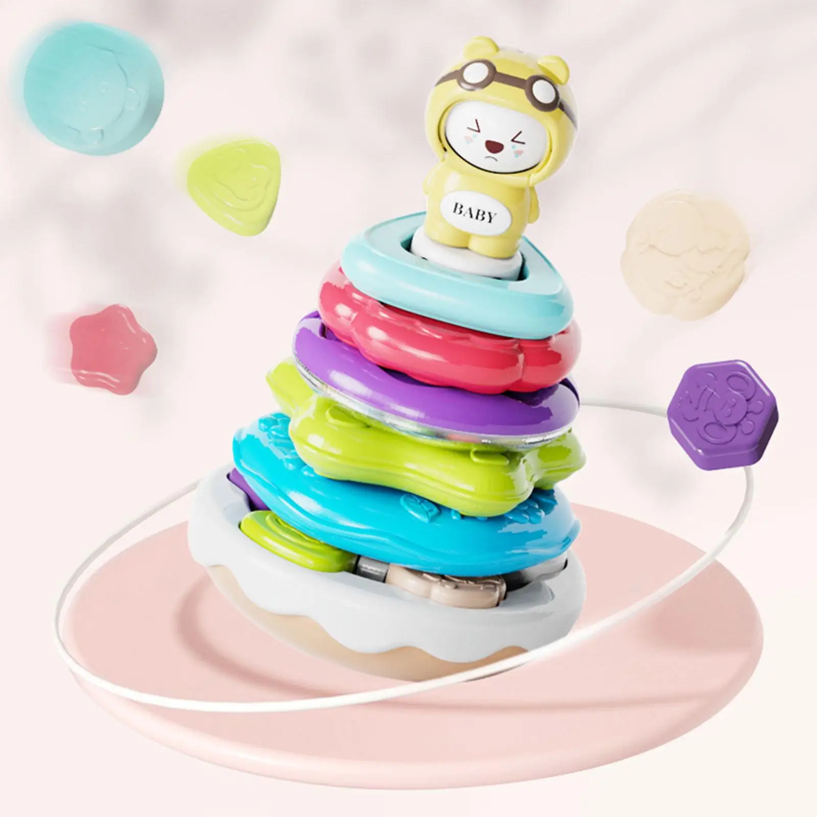 Tumbler Stacker Rings Nesting Circle Toy with Music for Birthday Gift Baby