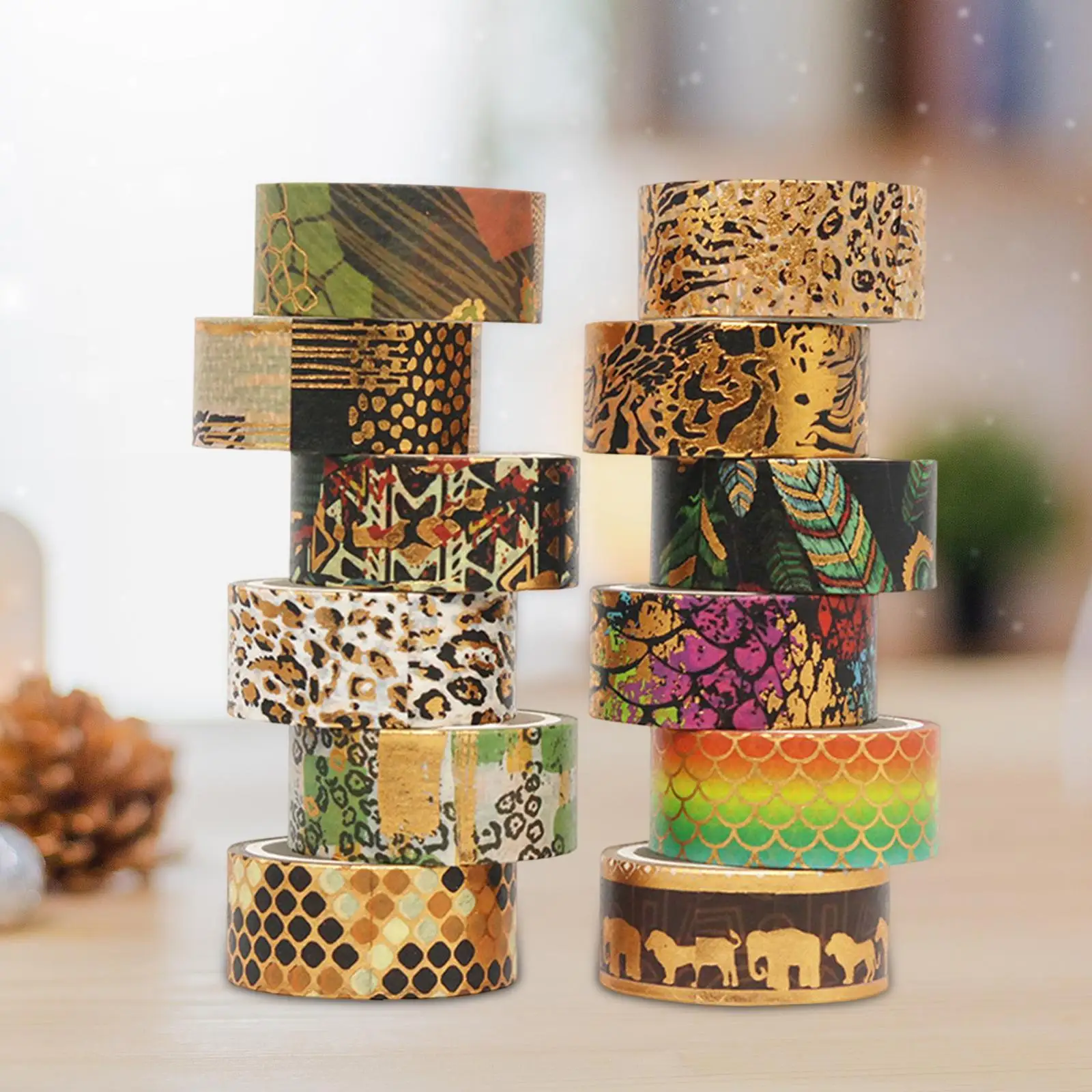 12 Pieces 15mm Wide Washi Tapes Masking Tapes Vintage Style Decorative for Scrapbooking