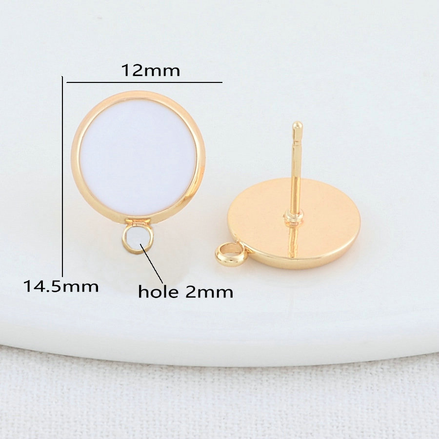 6PCS 12*14,5 MM 14K Gold Farbe Überzogene Messing Runde Tropfen Stud Ohrringe Hohe Qualität Diy DIY schmuck Finden Zubehör – Detail 3