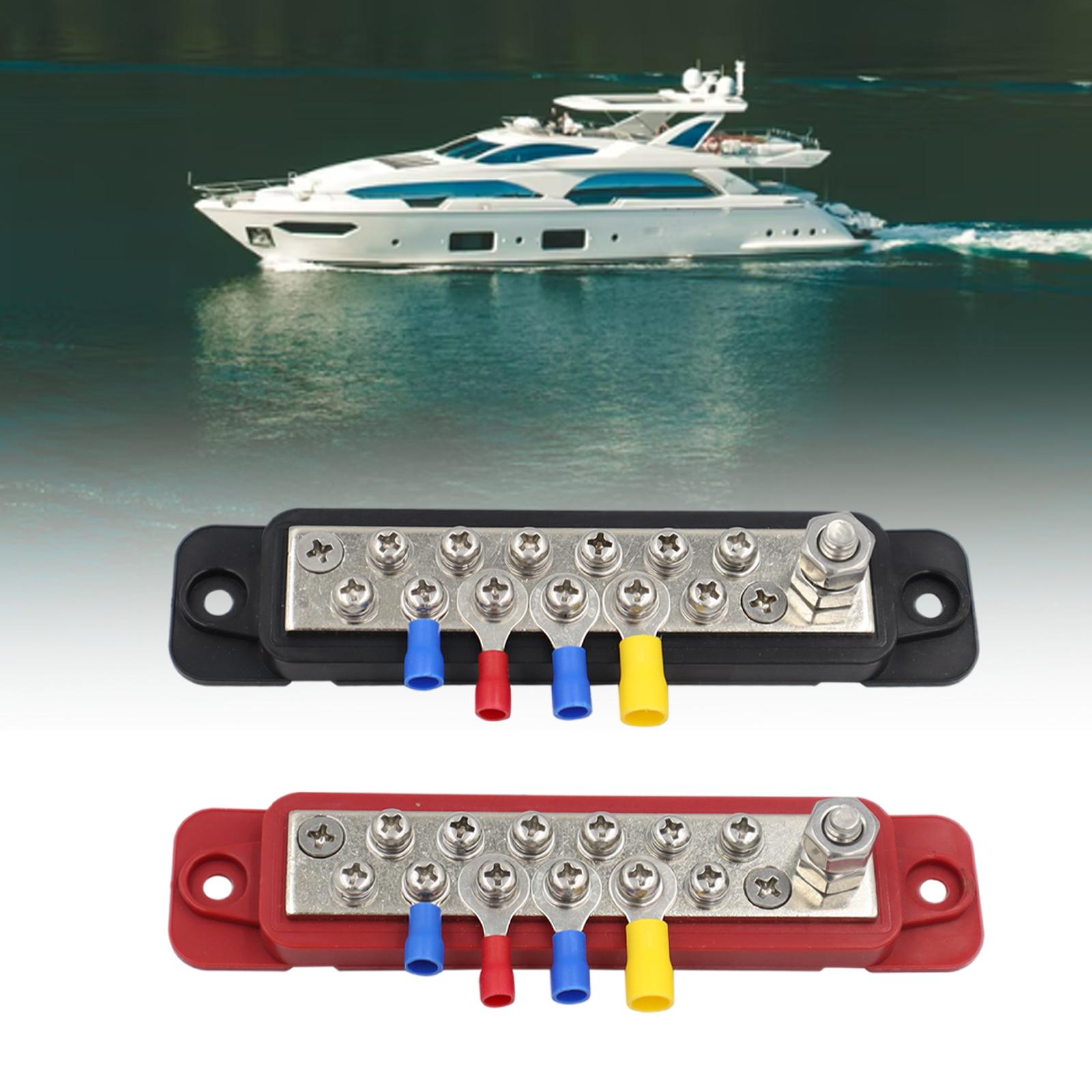 1 Pair 12 Terminal Power Distribution Block Red & Black 48V DC Buss Bar with Terminal