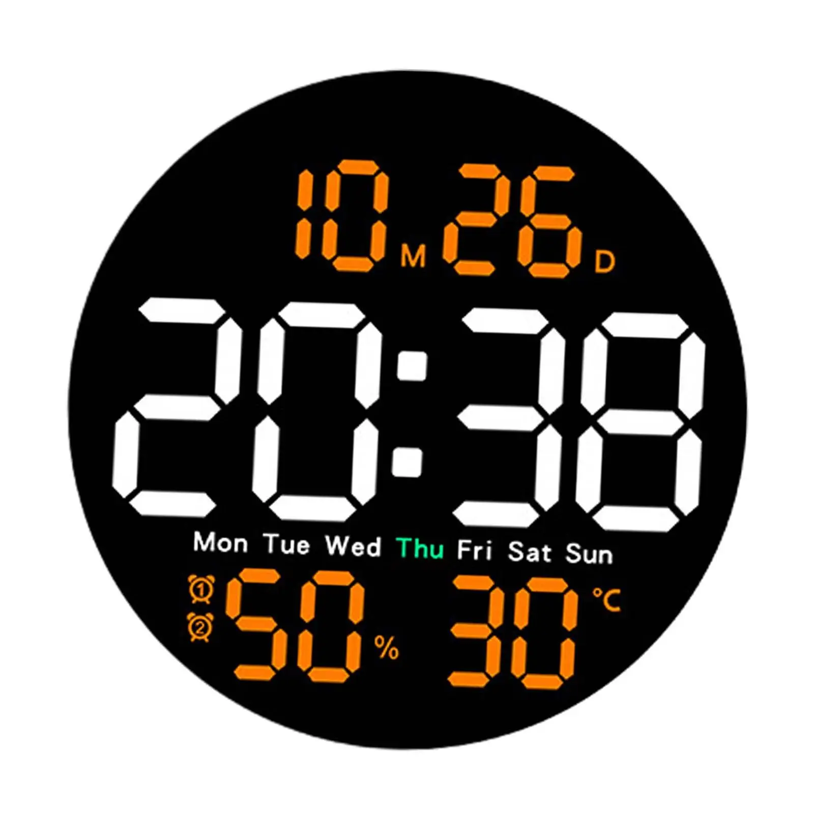 LED Wall Clock Adjustable Brightness Gift Temperature/humidity Electronic Clock for Home Restaurant Bedroom Living Room Decor