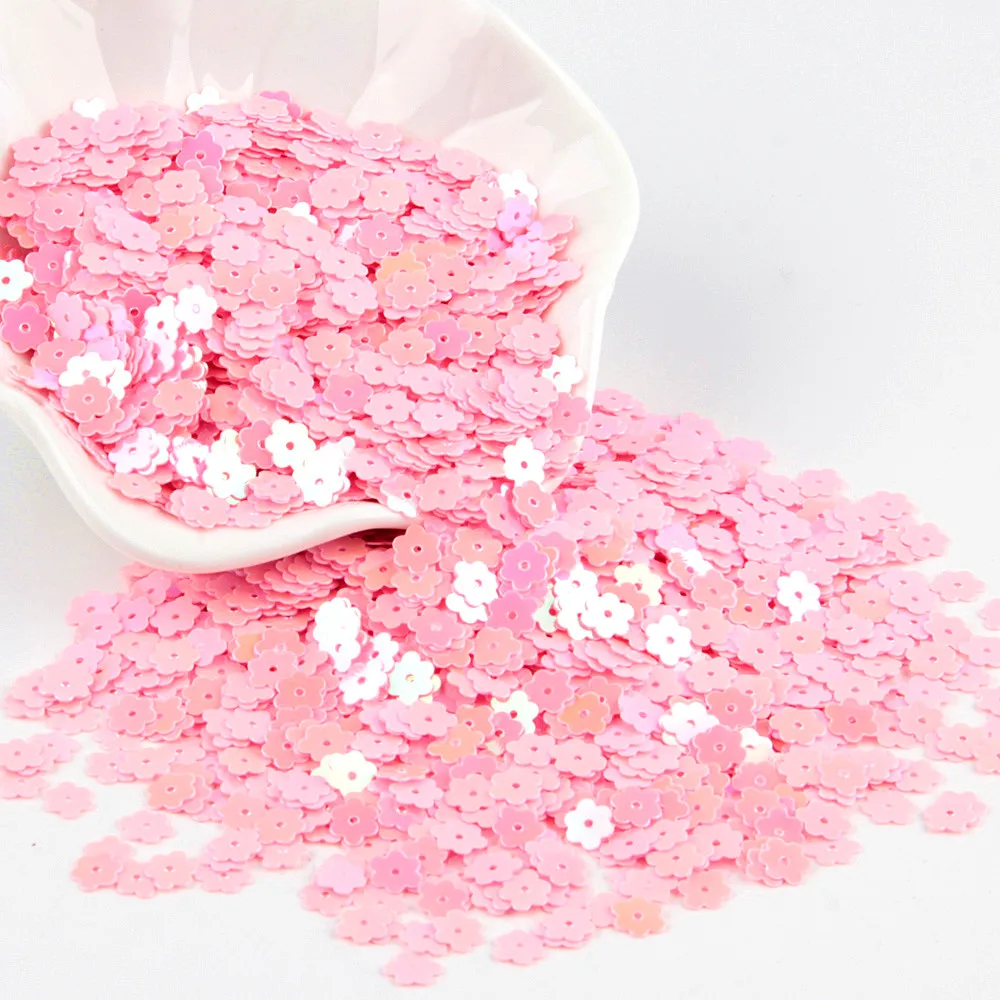 Blumen-Pailletten, 6 mm, flache PVC-Pailletten, lose Lentejuelas für Handarbeiten, Basteln, Nähbeschläge, Modeschmuck, 10 g/Menge – Detail 5