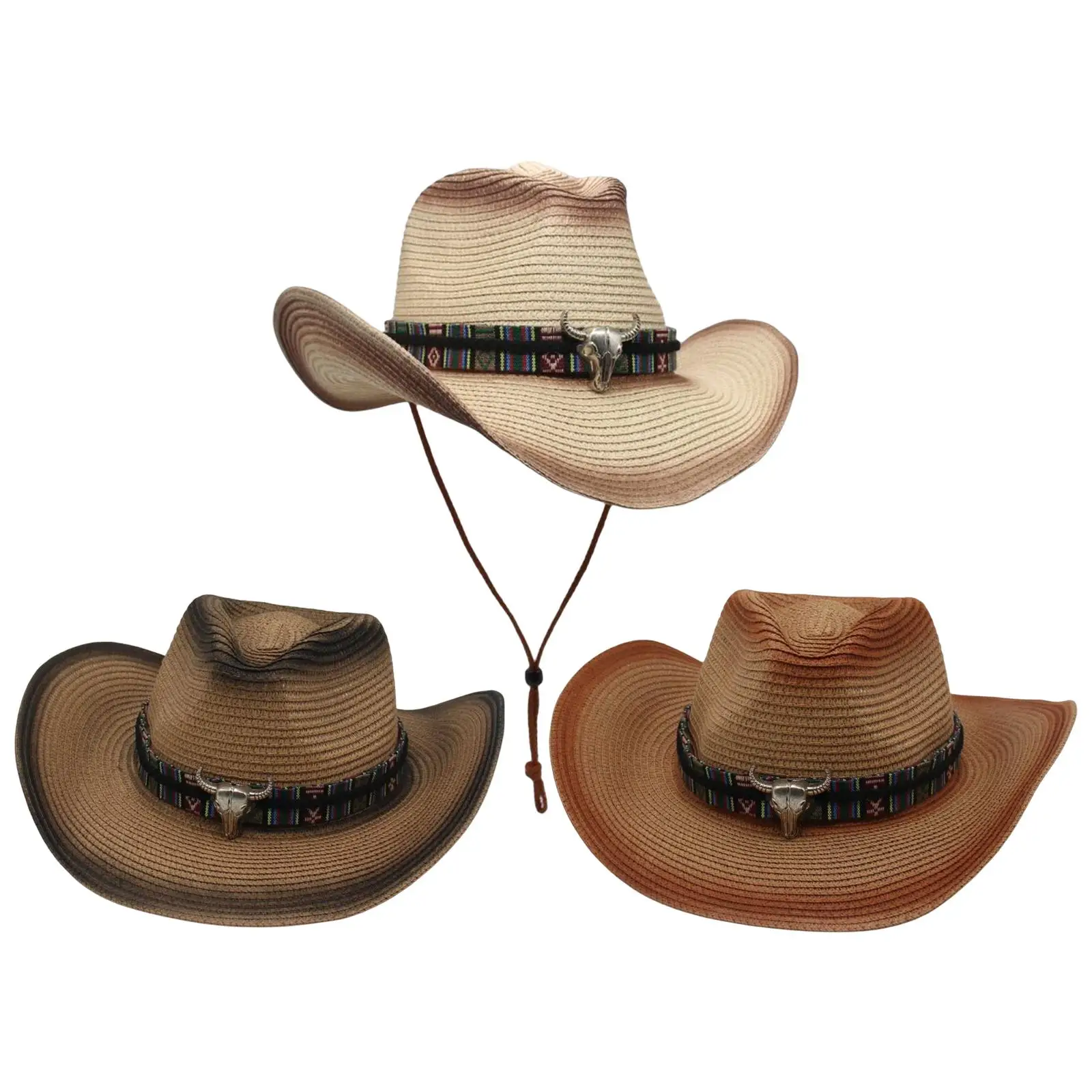 Fashionable Western Cowboy Hat Wide Costume Shapeable Cowgirl Hat Sunshade Hat for Teens Holiday Fishing Outdoor Leisure Summer