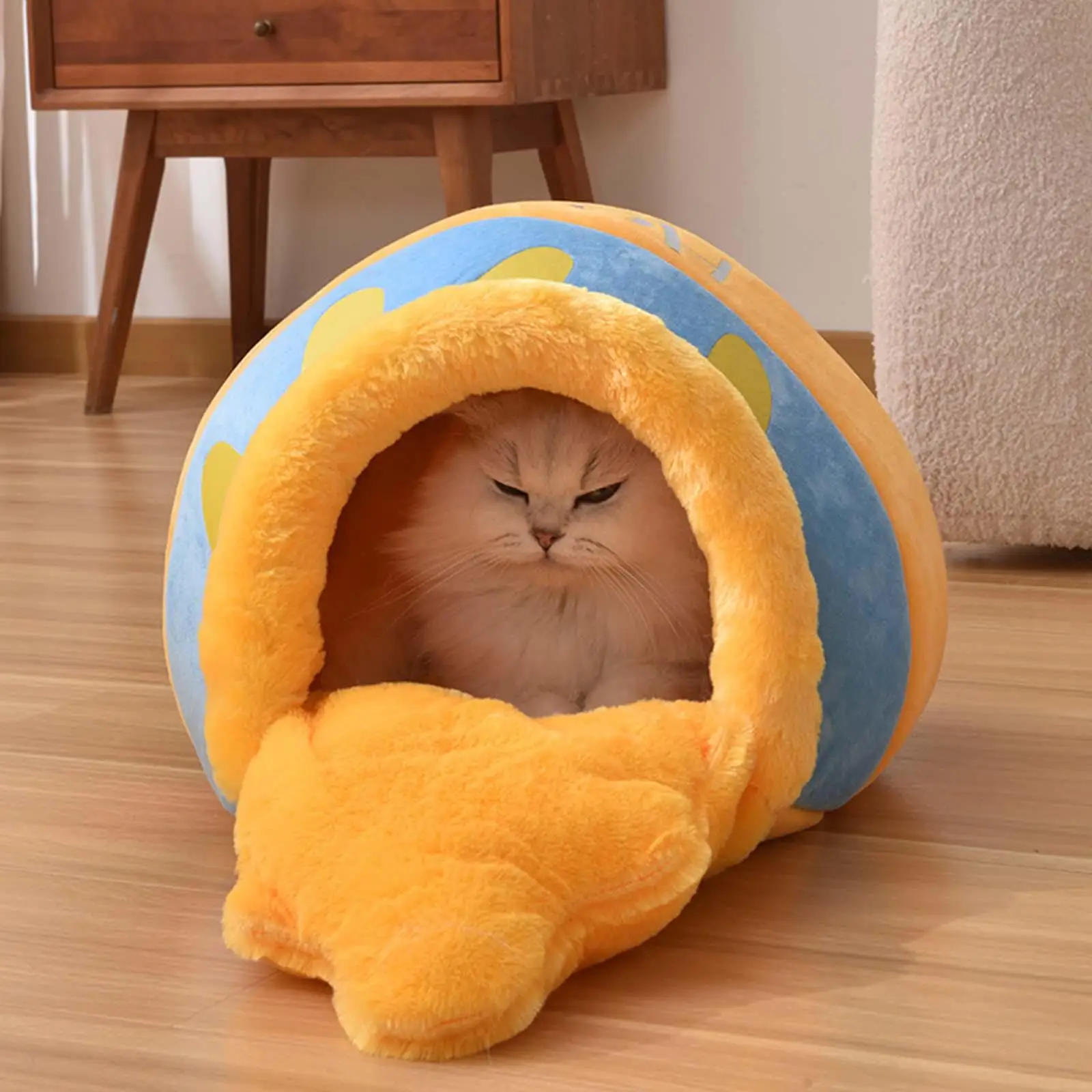 Honey Pot Shape Kitten Bed Cave Comfy Cushion Sleep Warm Nest Kennel House Washable
