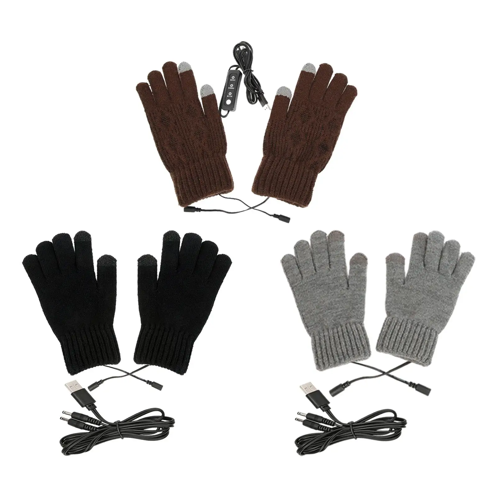 Heated Gloves Touchscreen  Full Finger Gloves Unisex Anti  Knitting Hand Gloves for Working Typing