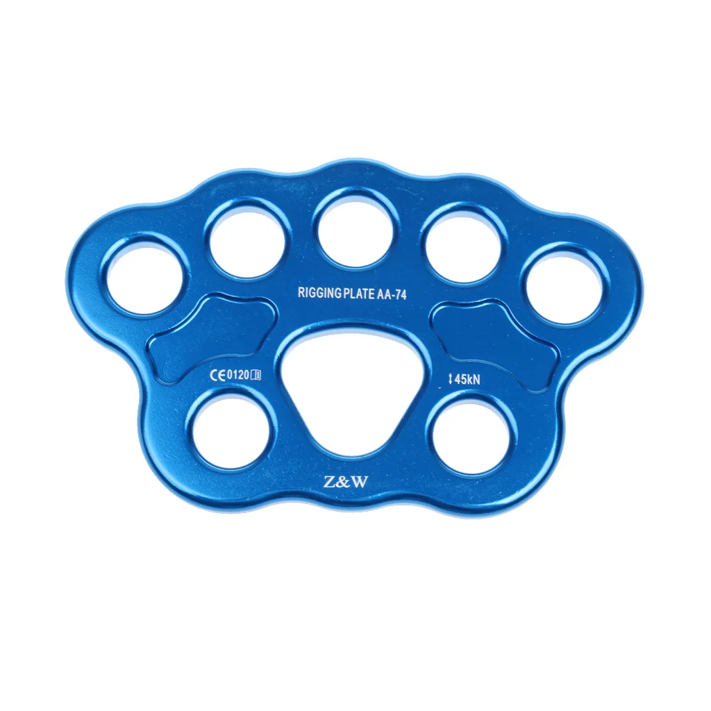 45KN 8-hole Paw Rigging Plate for Aerial Dance & Rock Climbing Arborist Blue