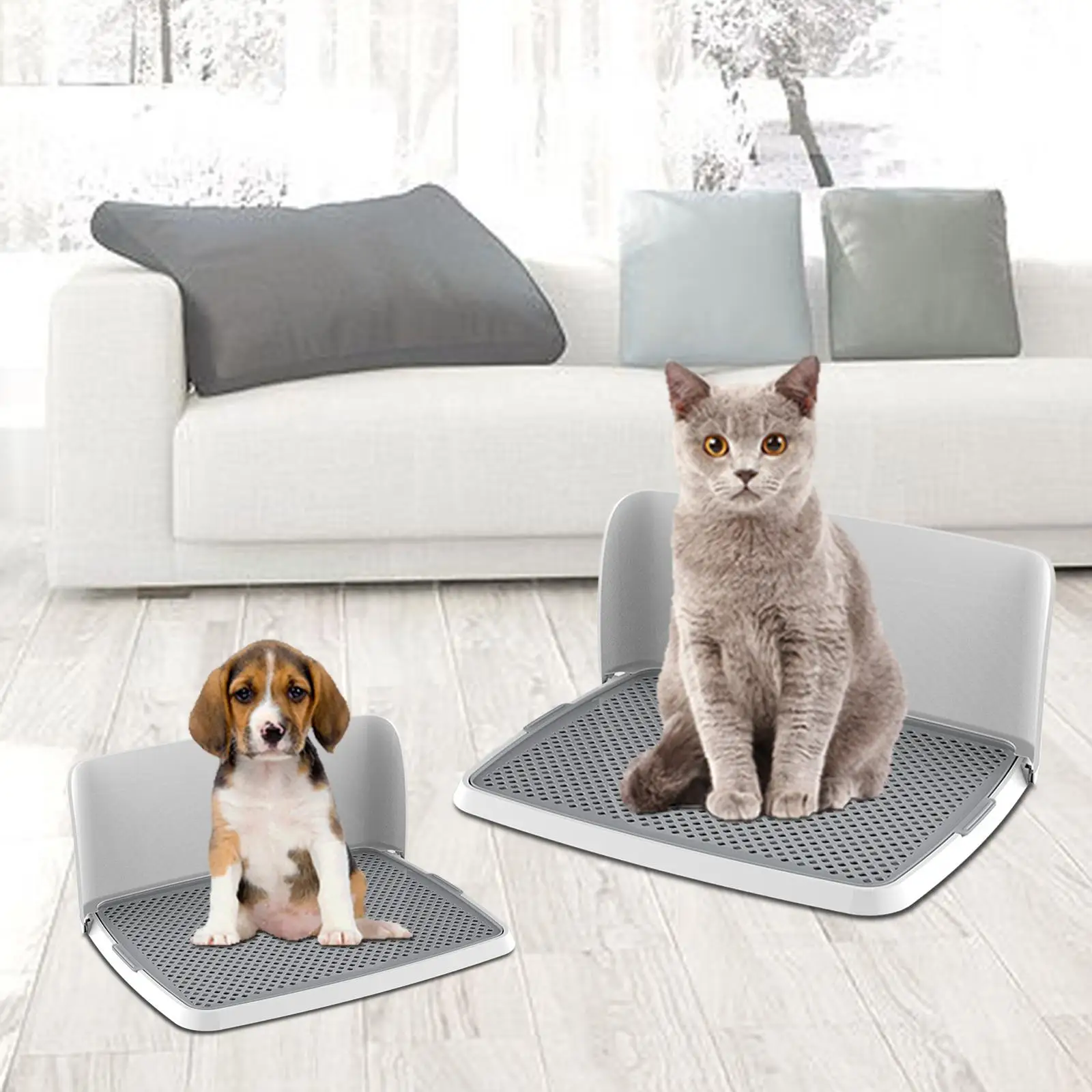 Portable Pet Dog Toilet Puppy Training Potty Tray Folding Litter Tray Removable Bedpan Pet Pee Toilet Pee Pad Holder for Porch