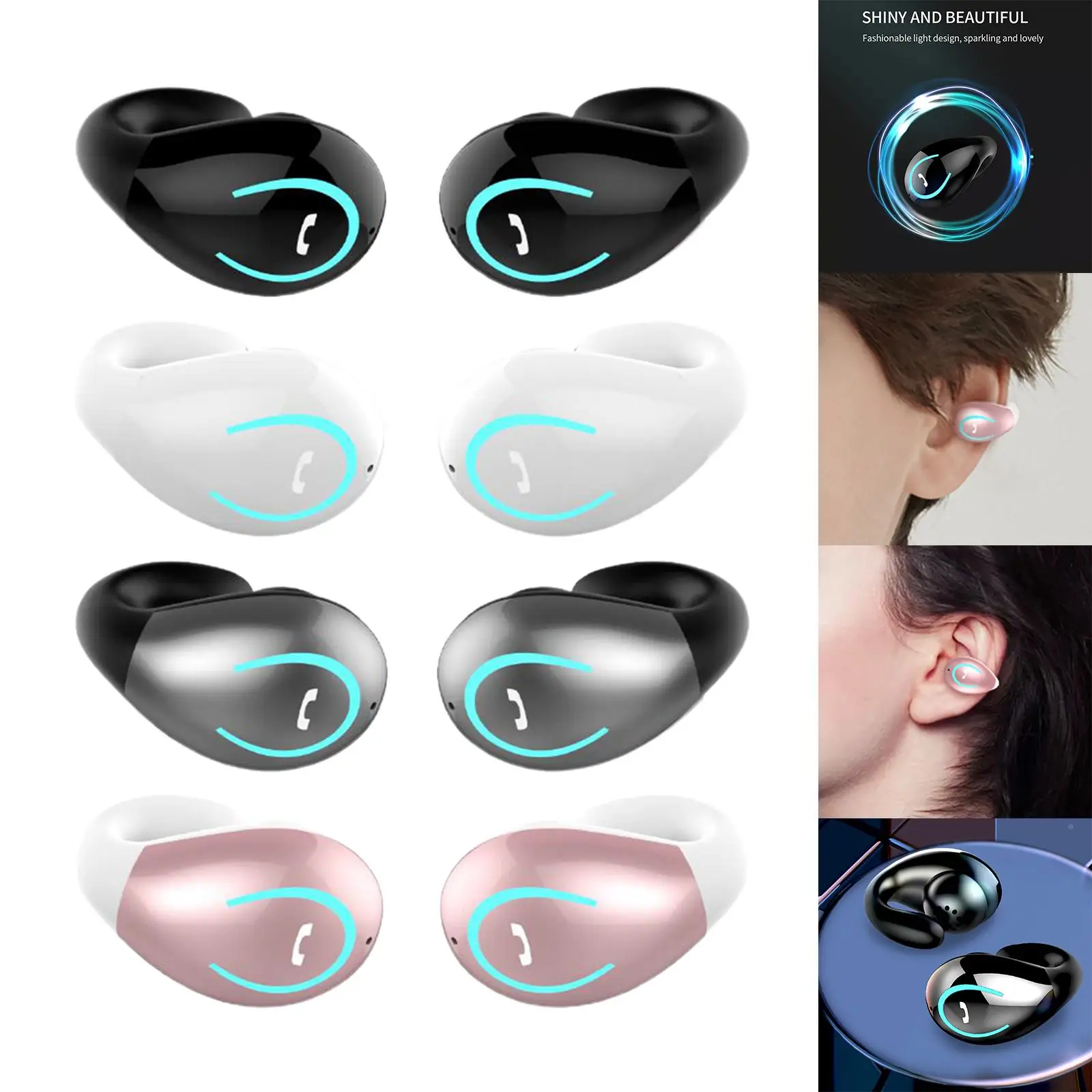 Open Ear Headphones Mini Headsets Sport Headphones Portable Lightweight Stereo Earphones for Driving Workout Sports Cycling