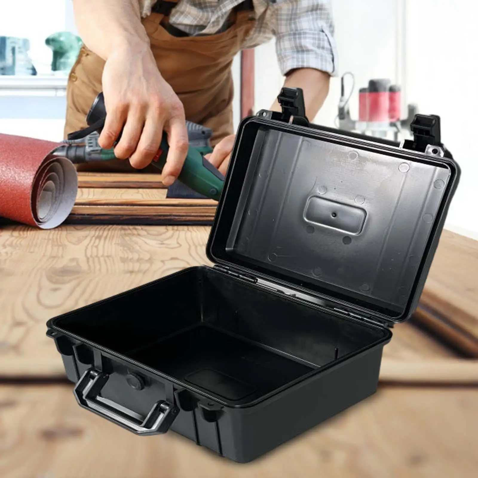 Toolbox Storage Box Multifunction Hardshell with Handle Durable Portable Organizer Carrying Case Large Space for Car Garage