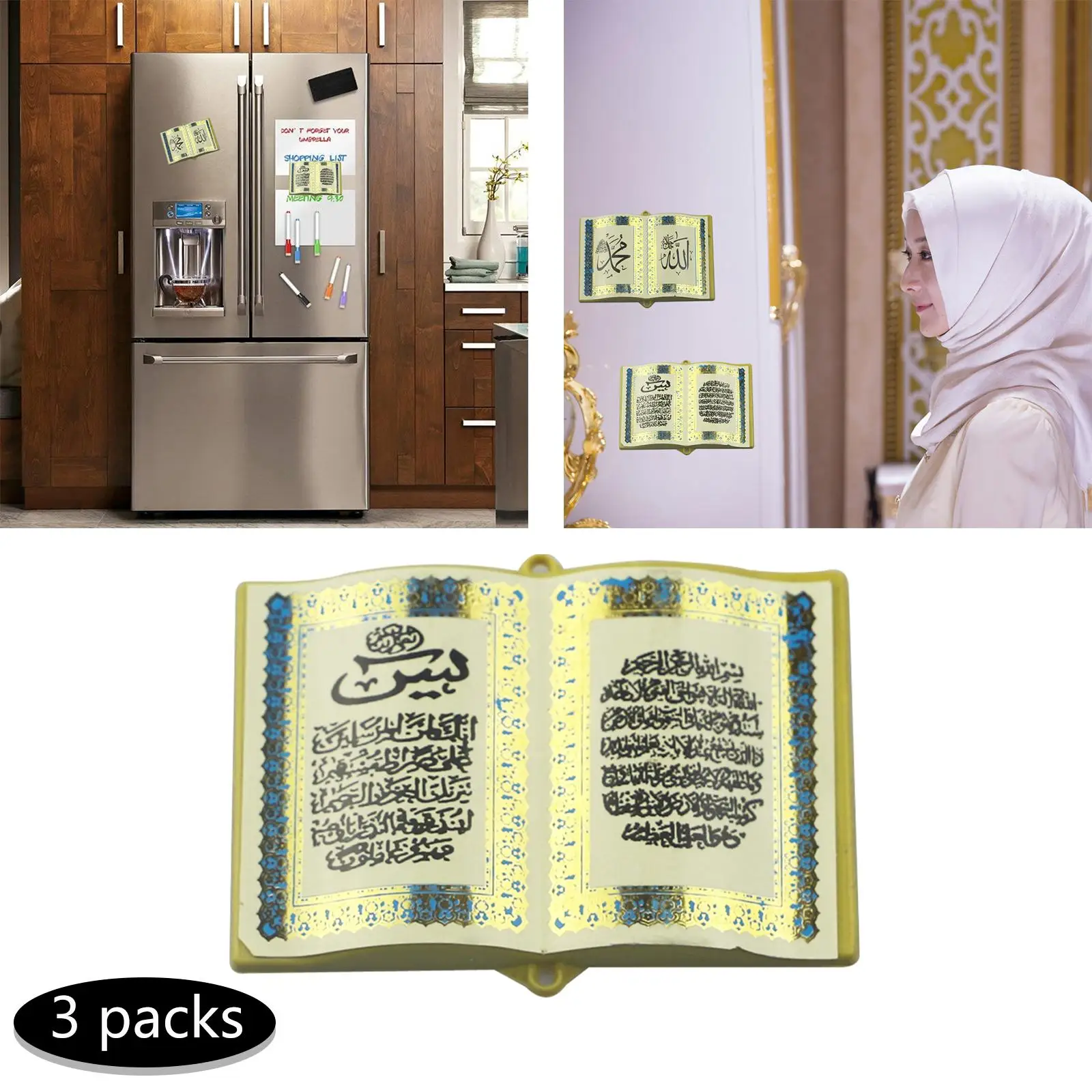 3Pcs Plastic Fridge Magnets Board Stickers Note Holder Refrigerator Magnet for Office Kitchen Whiteboard Home Eid Decor
