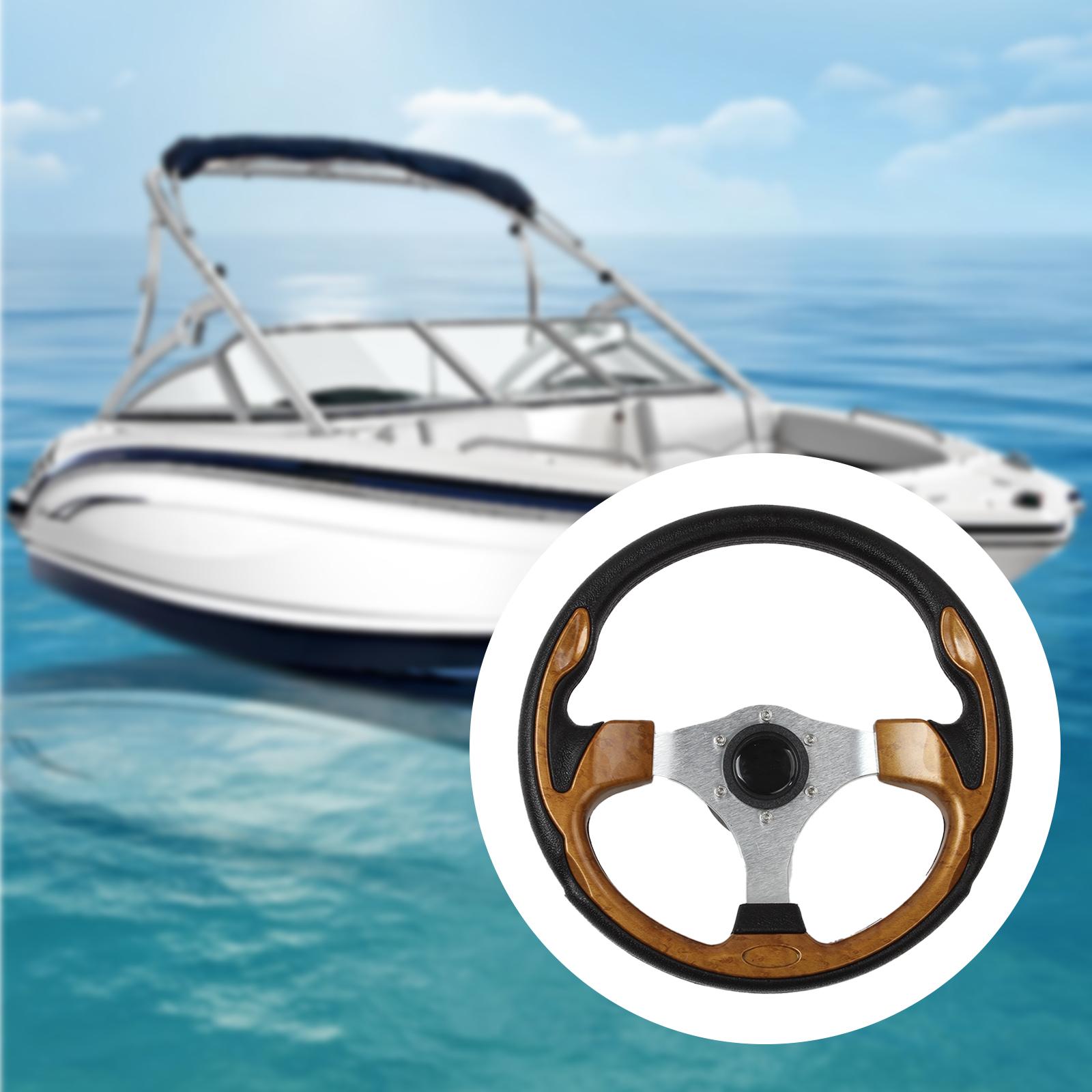 Marine Steering Wheel Easily Install Aluminum Hub Nonslip 3 Spoke 35cm for Marine Boats Vessels Yachts Pontoon Boats Accs