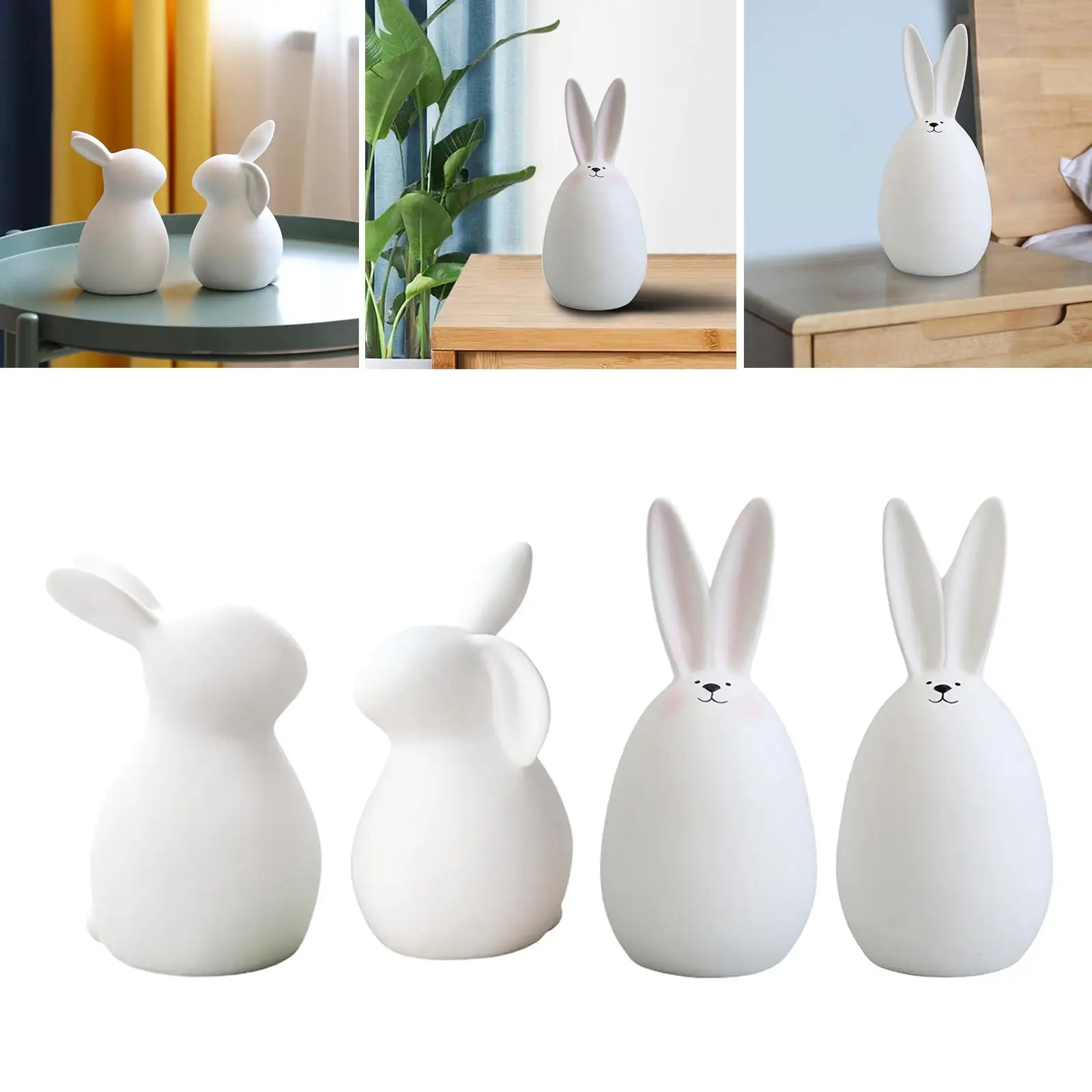 Adorable Rabbit Statue Easter Bunny Figurines for Arrangement Office Cabinet