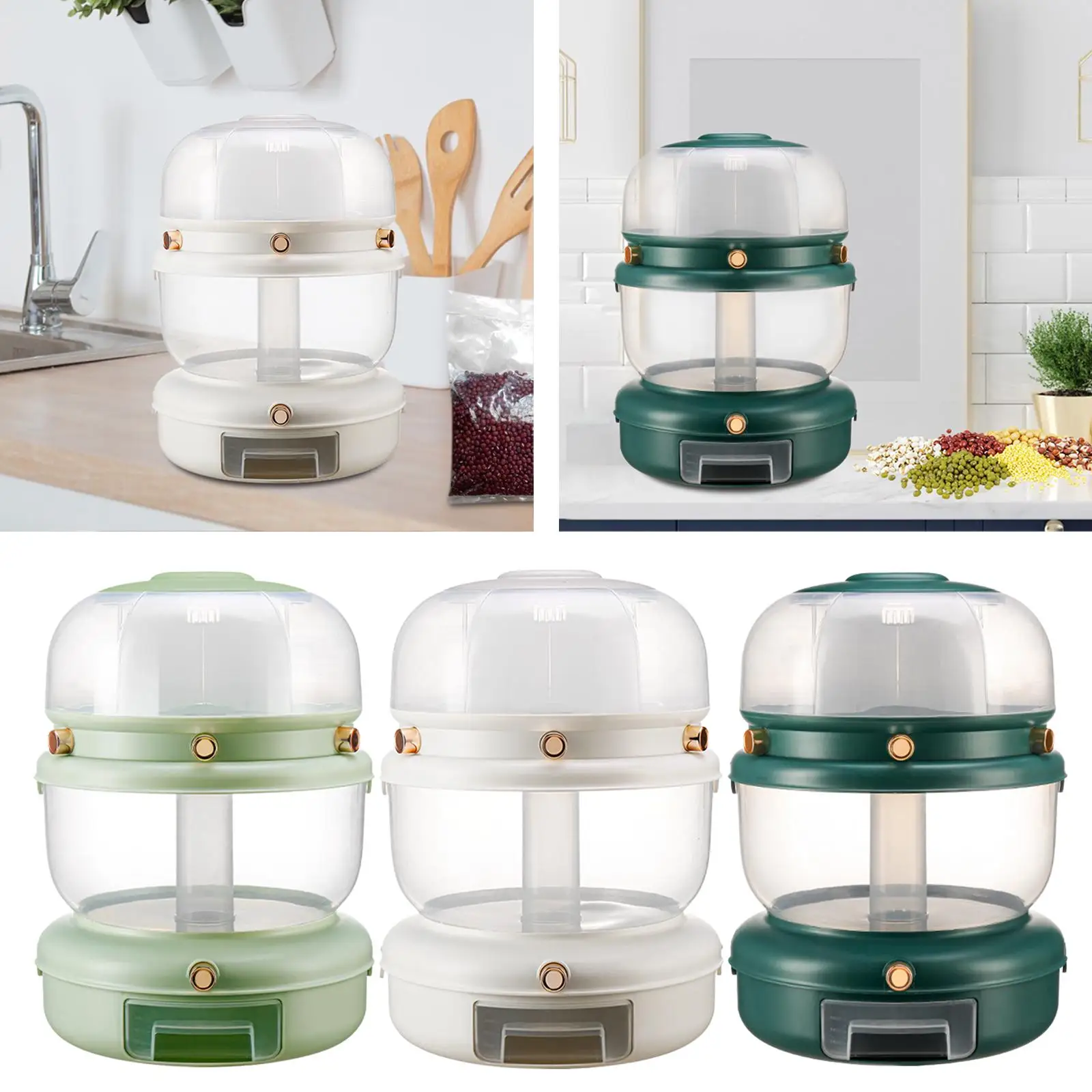 Grain Dispenser Rice Dispenser Rice Barrels Rice Grains Bucket Kitchen Organizer Multifunctional Airtight Large Cereal Dispenser