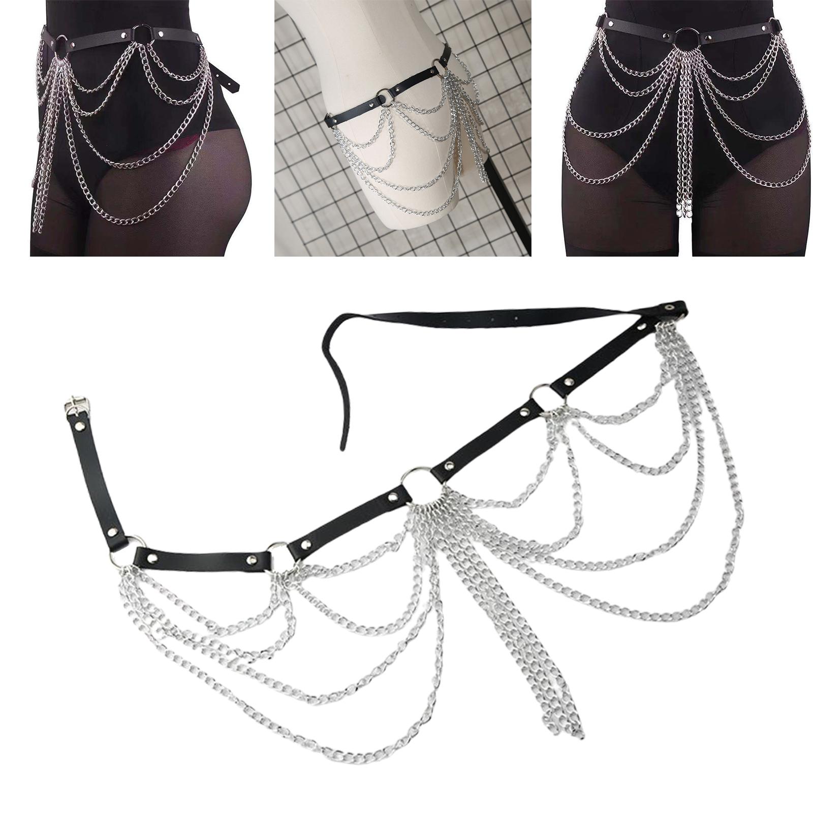 Multilayer Tassel Waist Chain Metal Chain Costume Fashion Body Chain Jewelry Accessories for Girls Women Halloween Pool Party