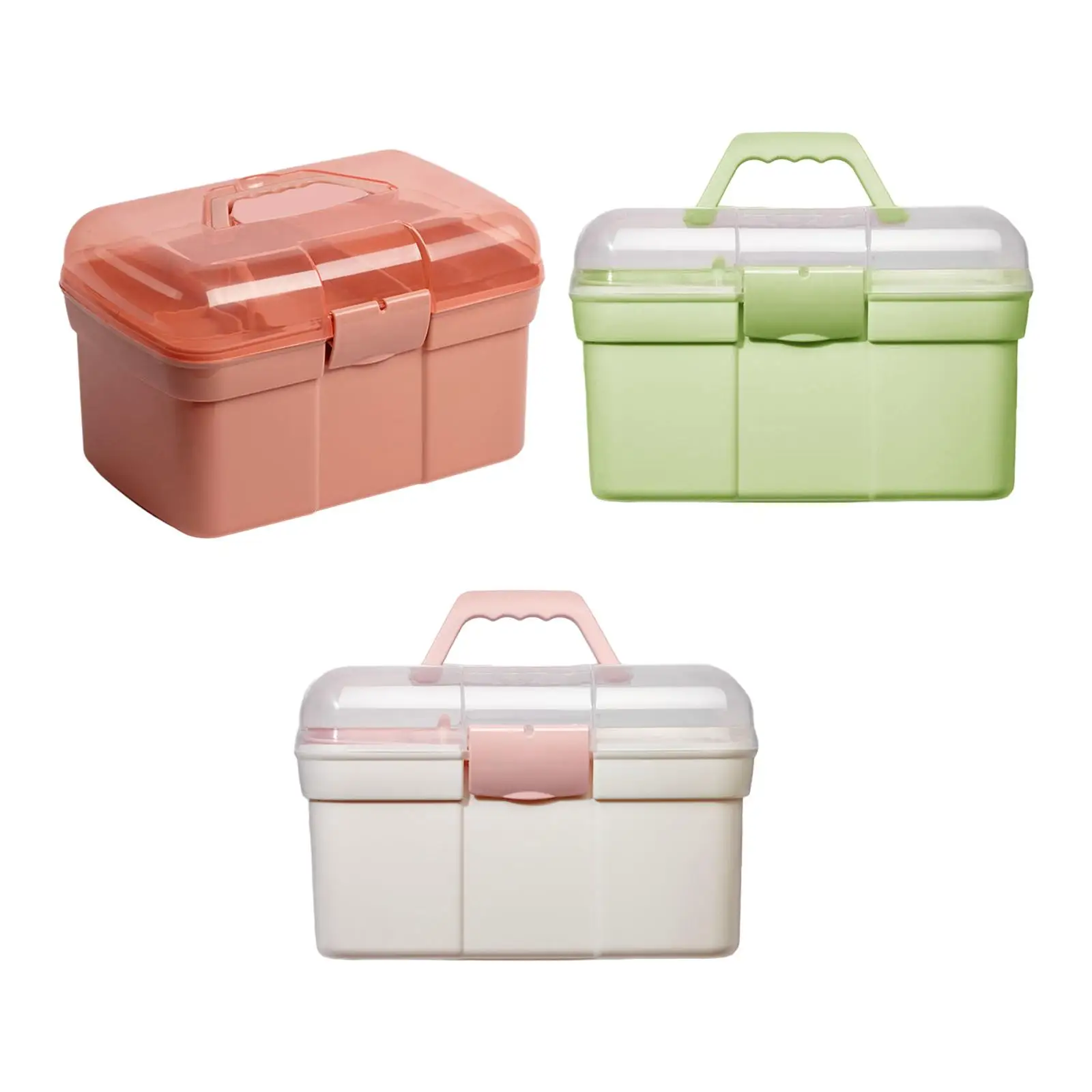 Portable Handled Storage Box 2 Tier Nail Polish Organizer Sewing Box for Nail Kits Makeup Sewing Manicure Tools Art Supply