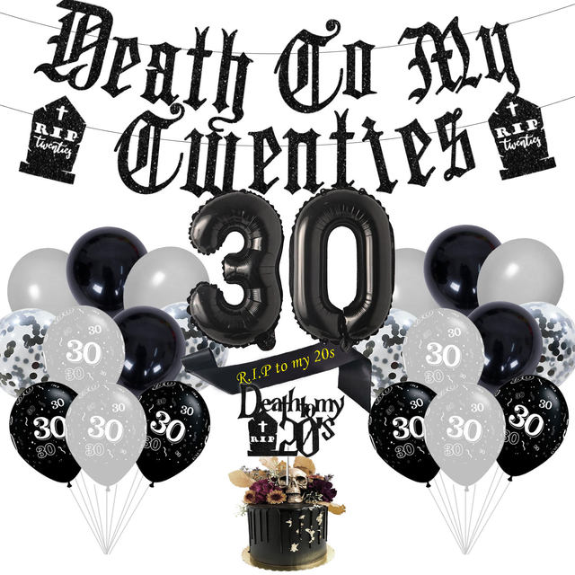 Rip Twenties 30th Birthday Party Decoration for Women Black and Rose Gold  Balloon Garland Death to My Twenties Banner, Rip to My 20s Sash, Number 30