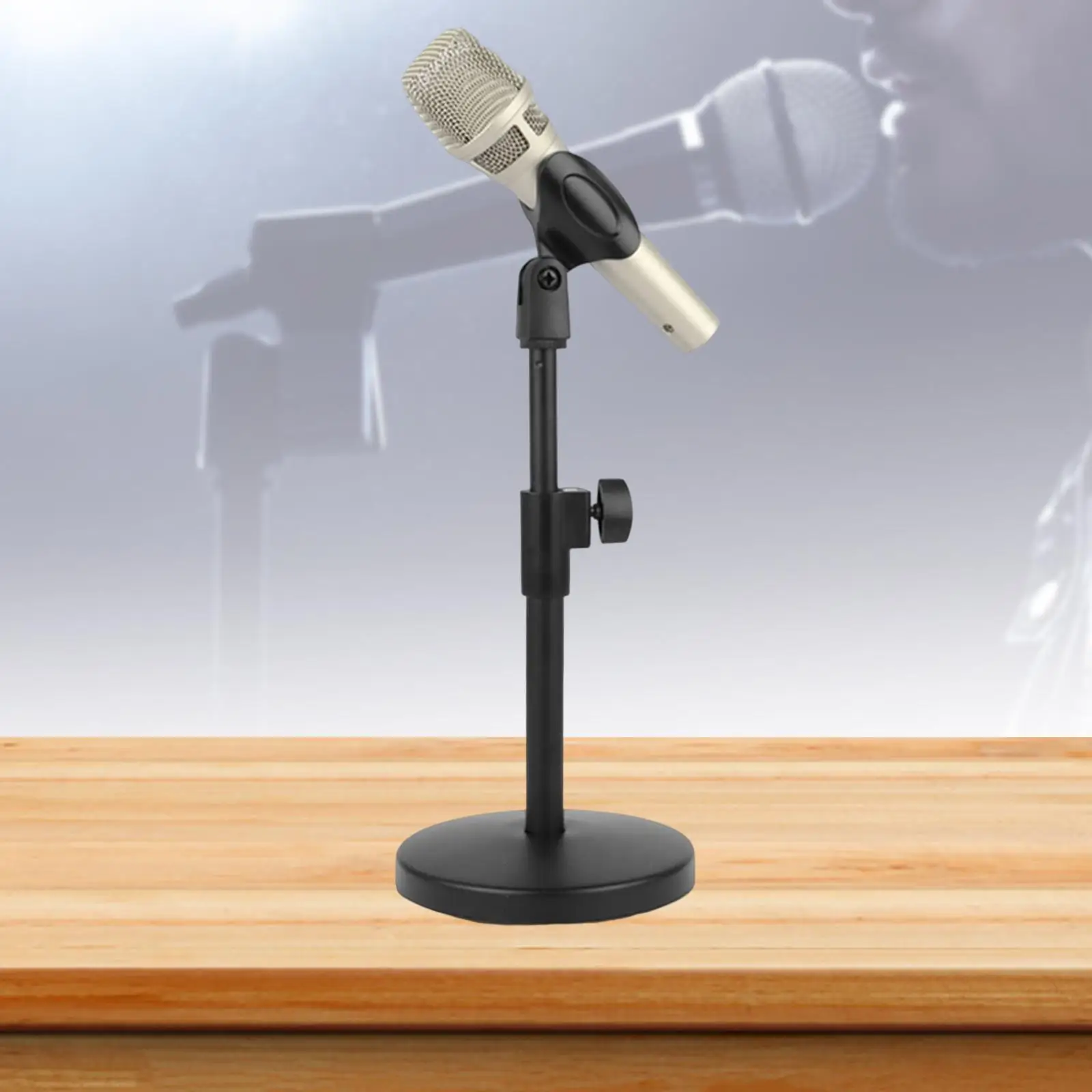 Desktop Microphone Stand Holder Adjustable Height Universal Durable Sturdy Mini Table Microphone Stand for Broadcasting Meeting