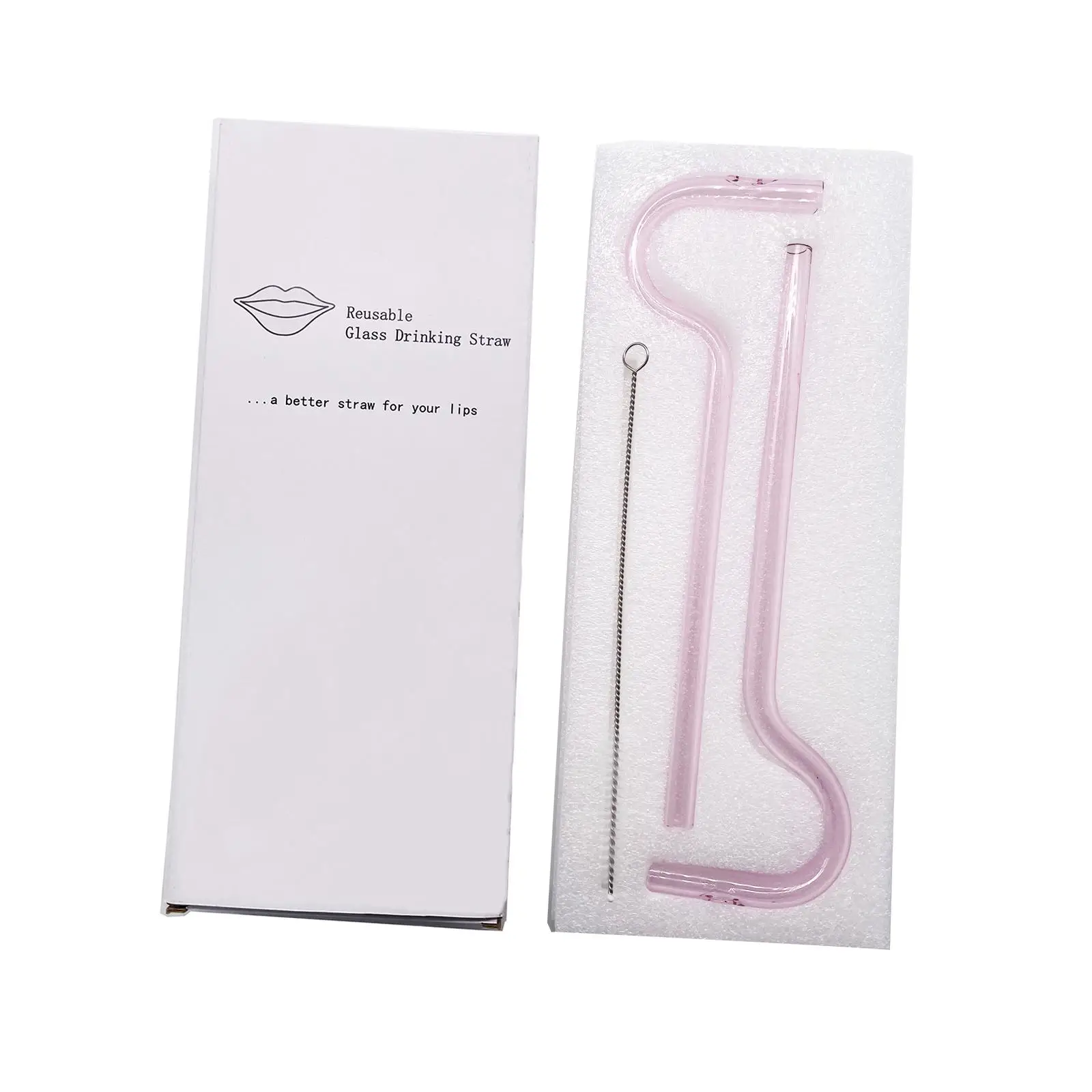 2 Pieces Glass Drinking Straws Pipe Glass Straws for Water Juice Iced Tea Hot and Cold Drinks