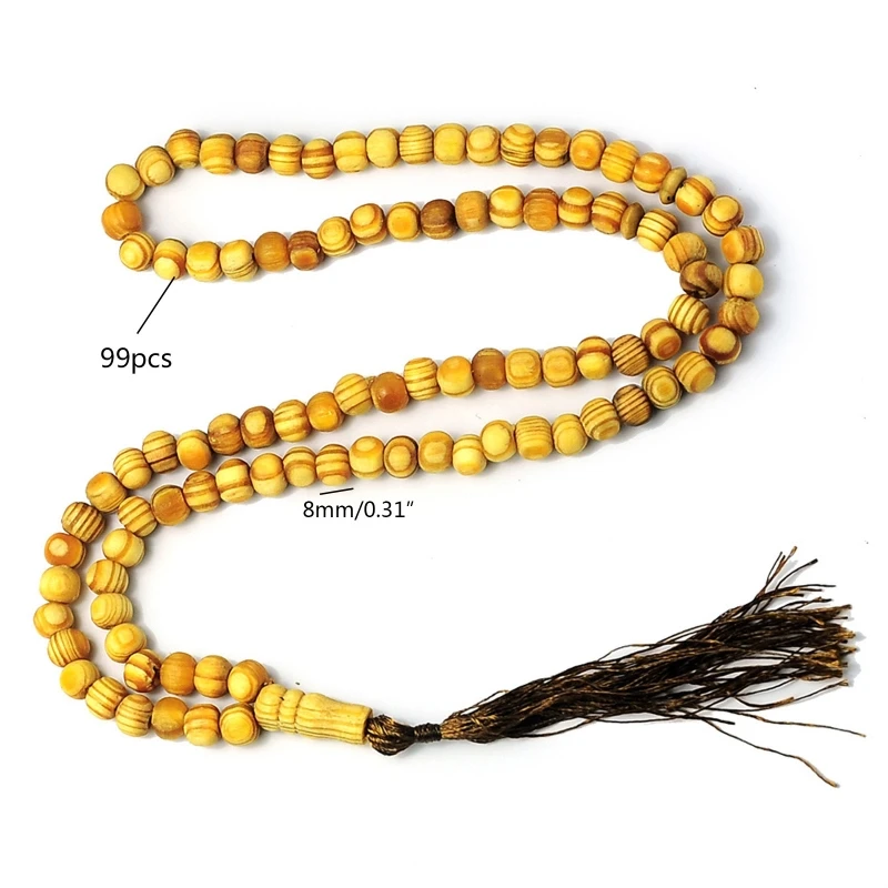 Tasbih 99 Beads Wooden Bead Muslim Misbaha Bracelet Ramadan Prayer Beads Eid Gift Islamic Chain 8mm Rosary Product