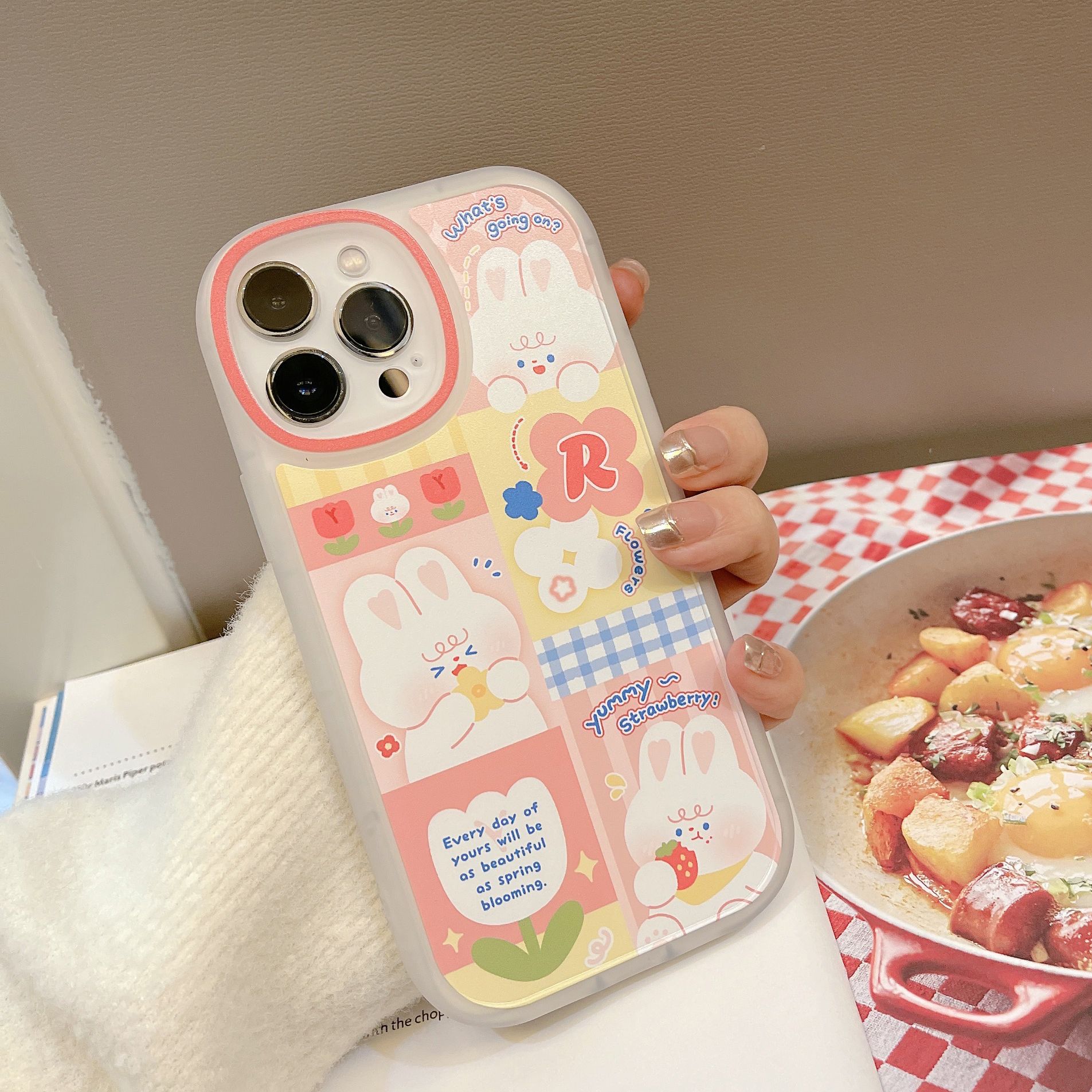 iphone 13 pro max cover Retro sweet Kawaii bunny rabbit tulip art Phone Case For iPhone 13 12 11 Pro Max Xr Xs Max 7 8 Plus case Cute Cartoon Soft cover case iphone 13 pro max