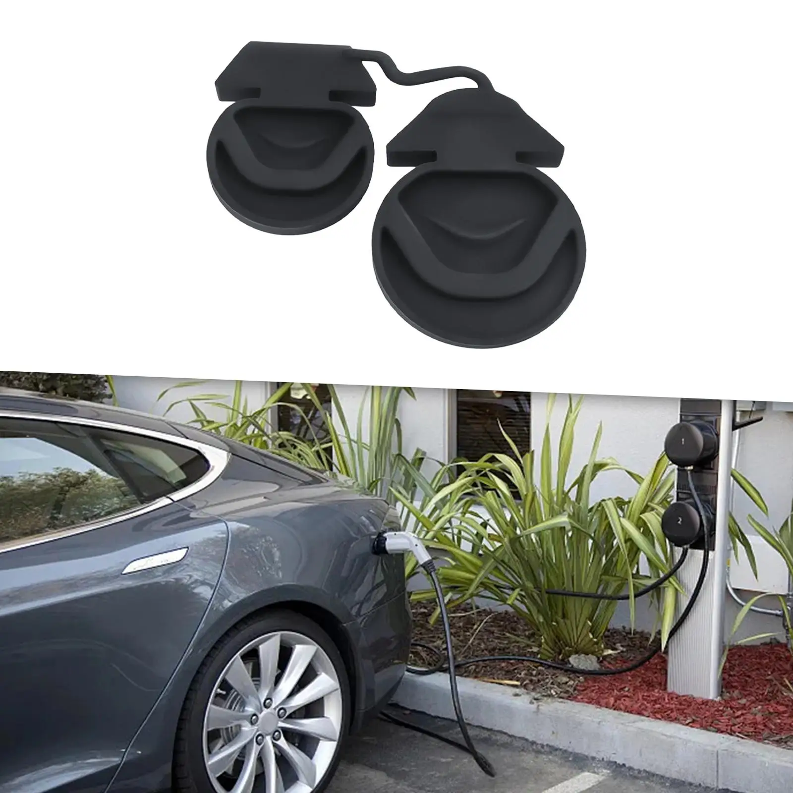 Charging Port Protective Cover Decoration Conjoined Style Silicone Waterproof Dust Plug for Tesla Model Y Model 3 Accessory