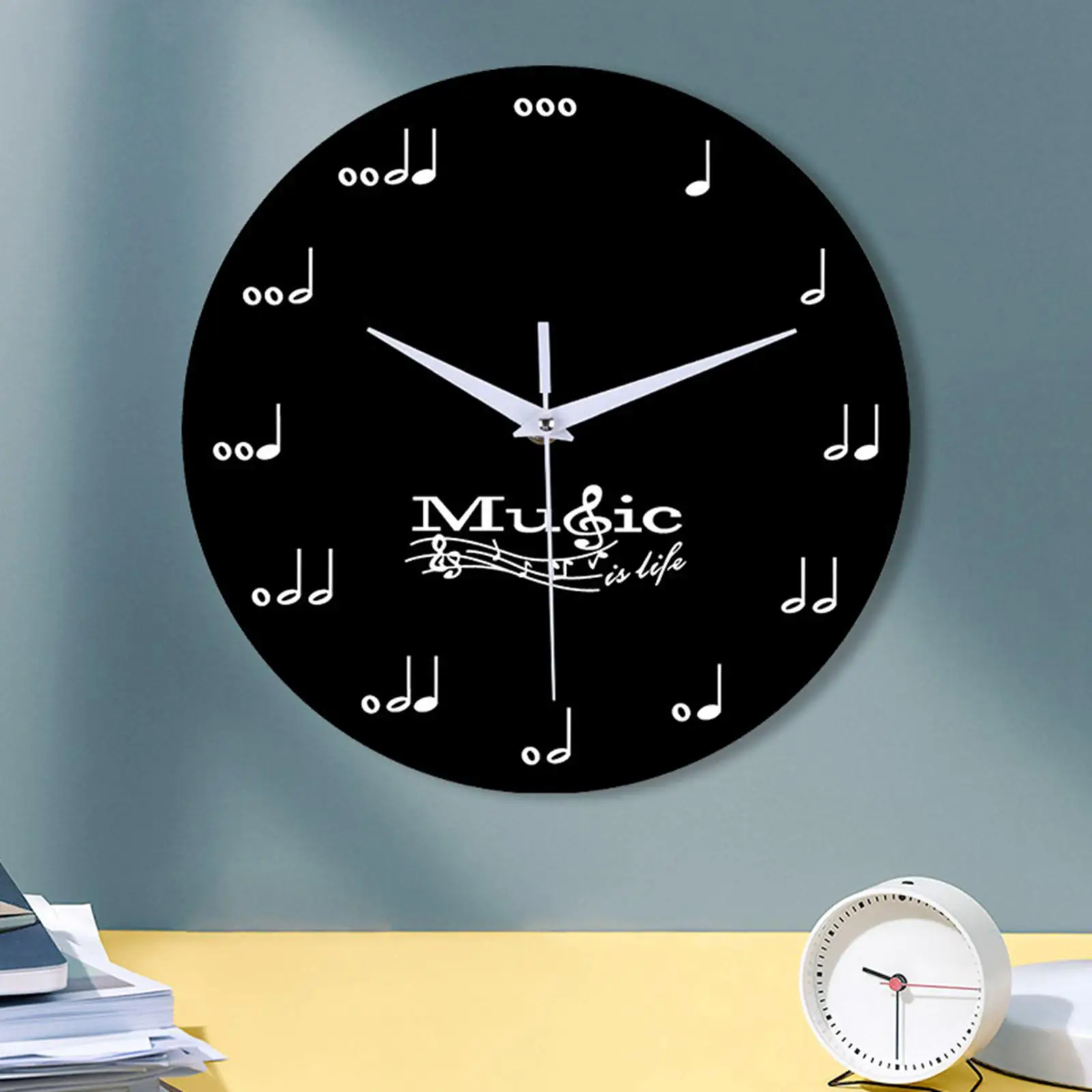 Wall Clock, Low Noise Circular Hanging Decorative Creative Modern Musical Clocks for Dining Room Home Bar Gift Cafe