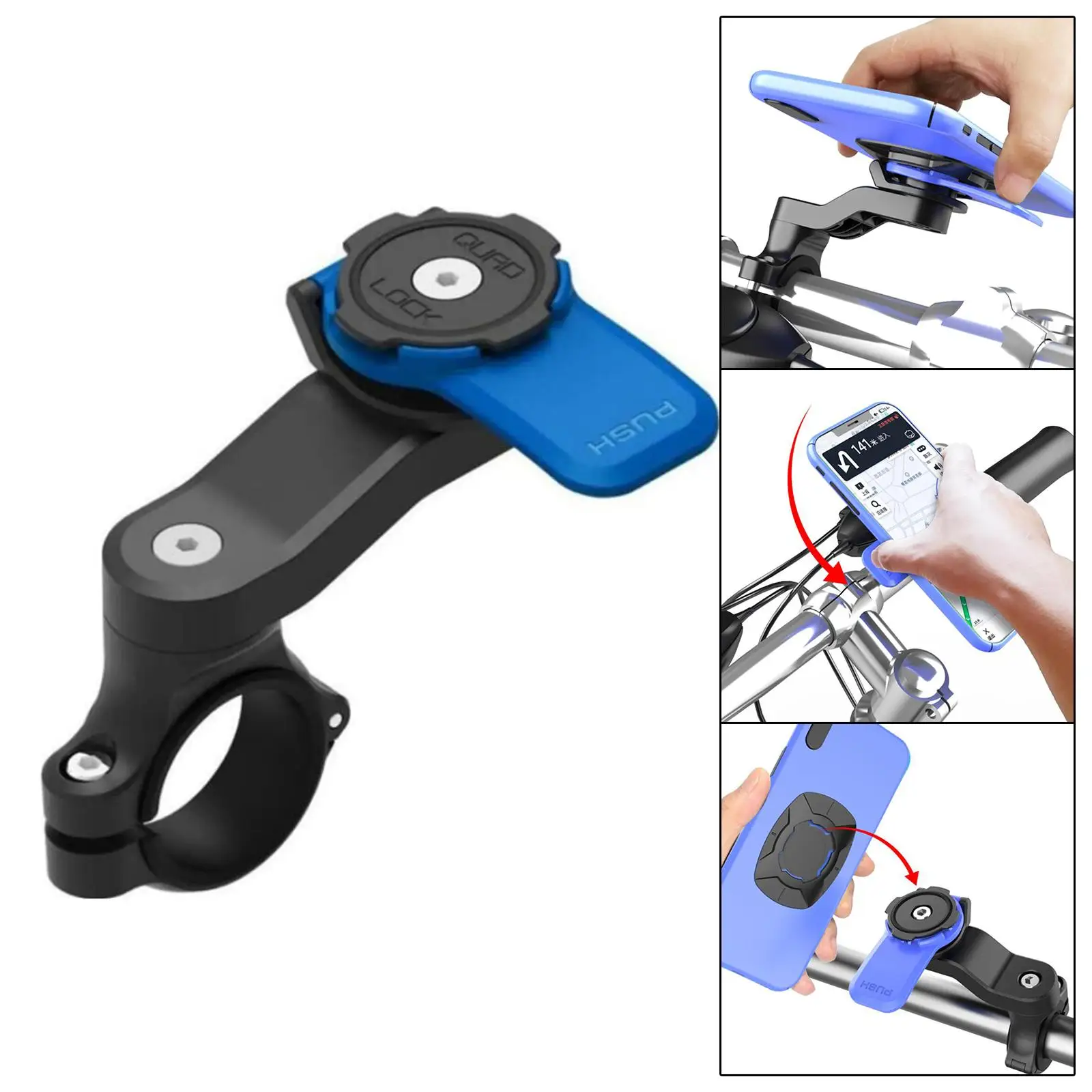 Durable Bike Phone Mount Easy Install Stable Mounting Bracket Nonslip Motorcycle Cellphone Holder for Electric Vehicles Scooters