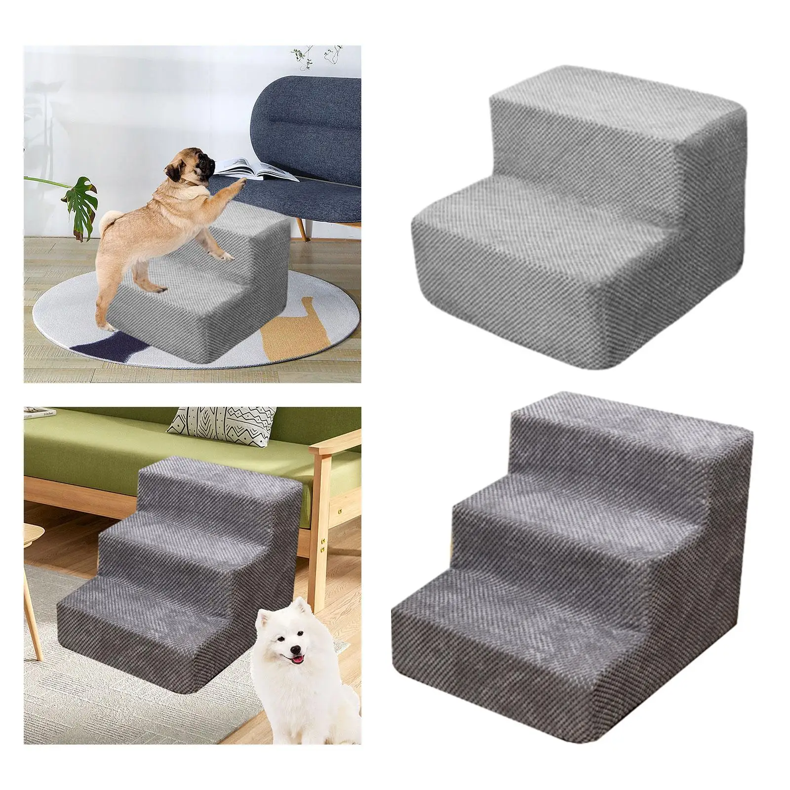 Dog Stairs Small Dogs and Cats Soft Anti Slip Bottom Pet Ramp Dog Steps Ramp for Couch Car Sofa Indoor Bed