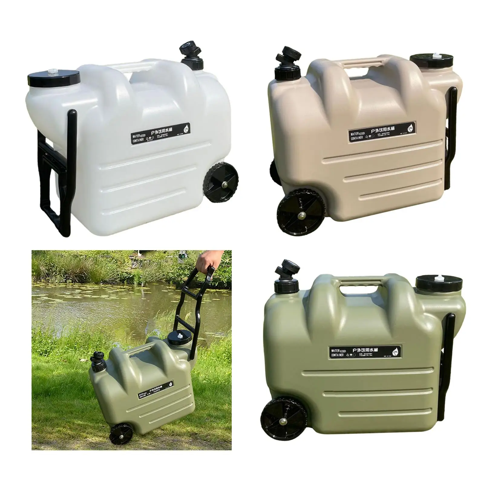 Water Container Wheeled 28L Water Bucket for Camping Outdoor Dish Washing