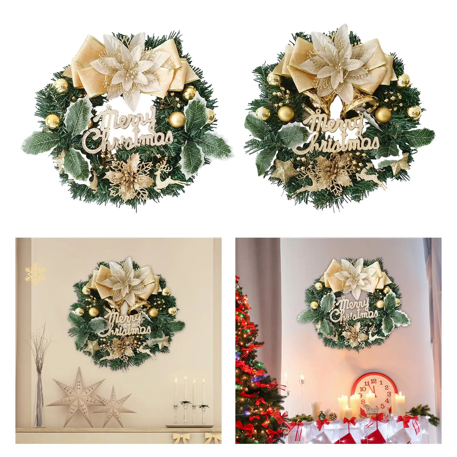 Artificial Christmas Wreath Xmas Wreath 30cm Housewarming Holiday Garland Front Door Wreath for Office Garden Porch Fireplace